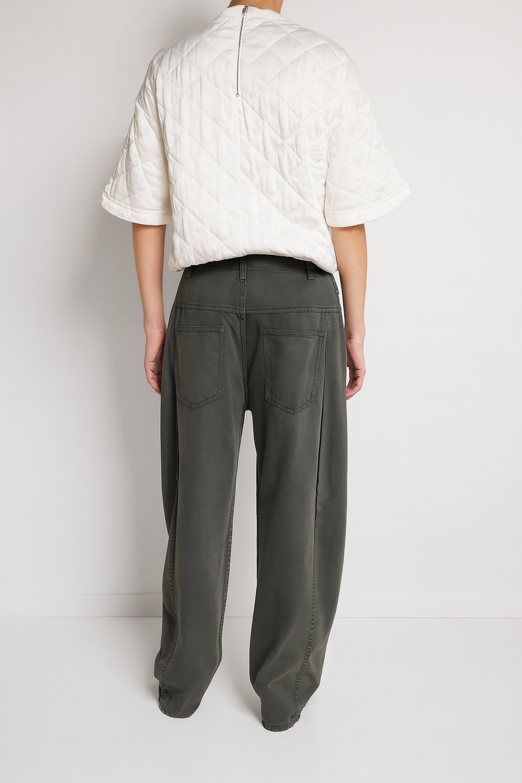 Garment Dyed Stretch Twill Tuck Pant - Grey