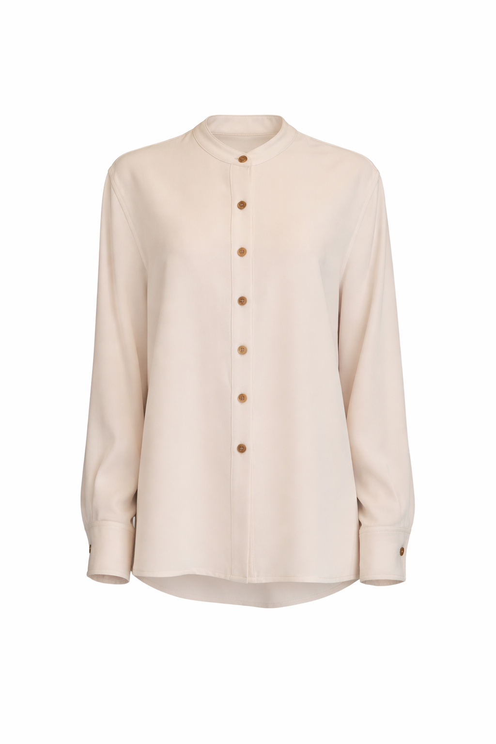 Collarless Button Down - Sand