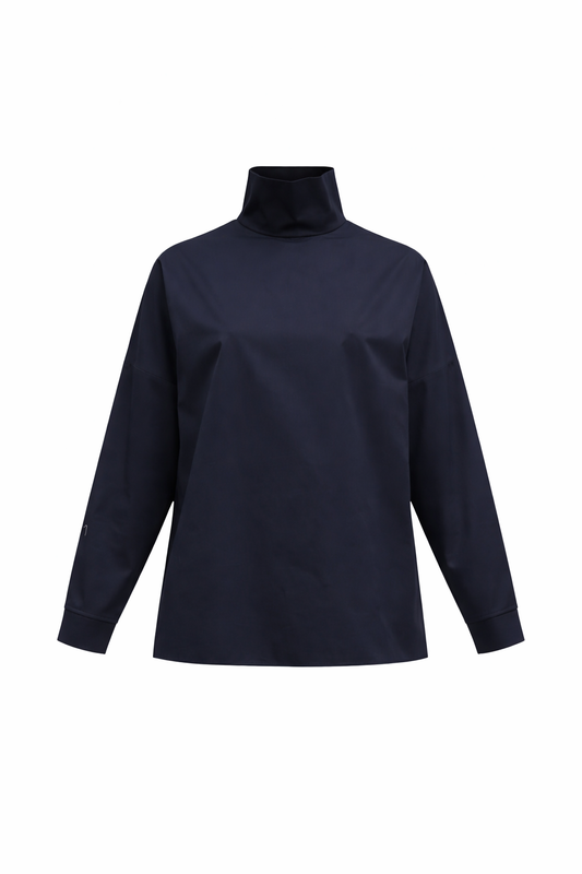 Eco Poplin Funnelneck Dolman Top