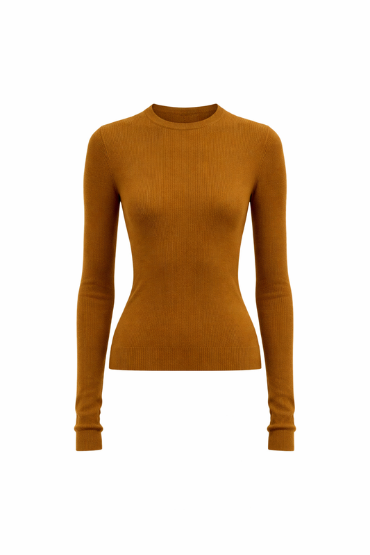 Feather Weight Ribbed Sweater Crewneck Pullover
