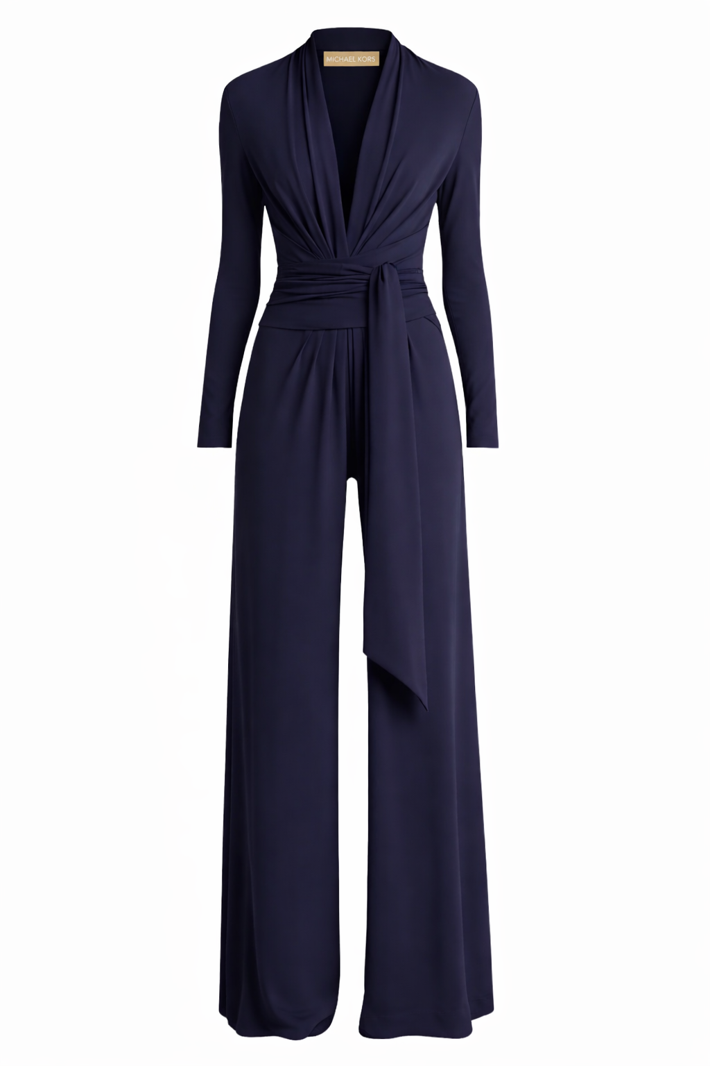 Long Sleeve Tie Waist Palazzo Jumpsuit