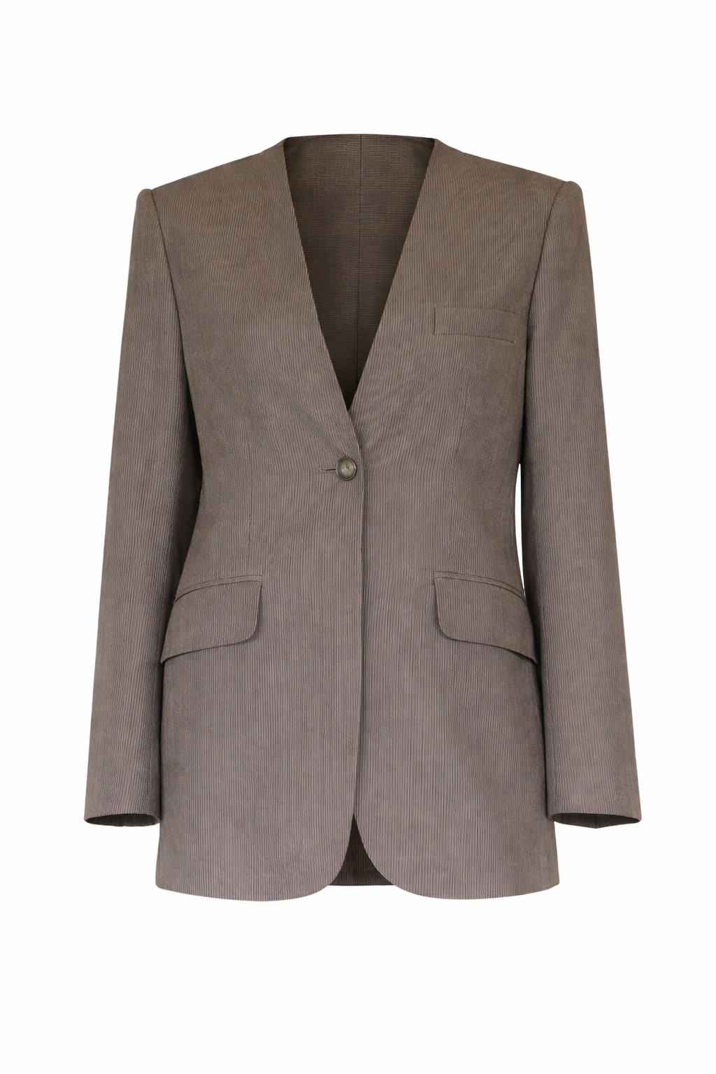 Stripe Collarless Blazer