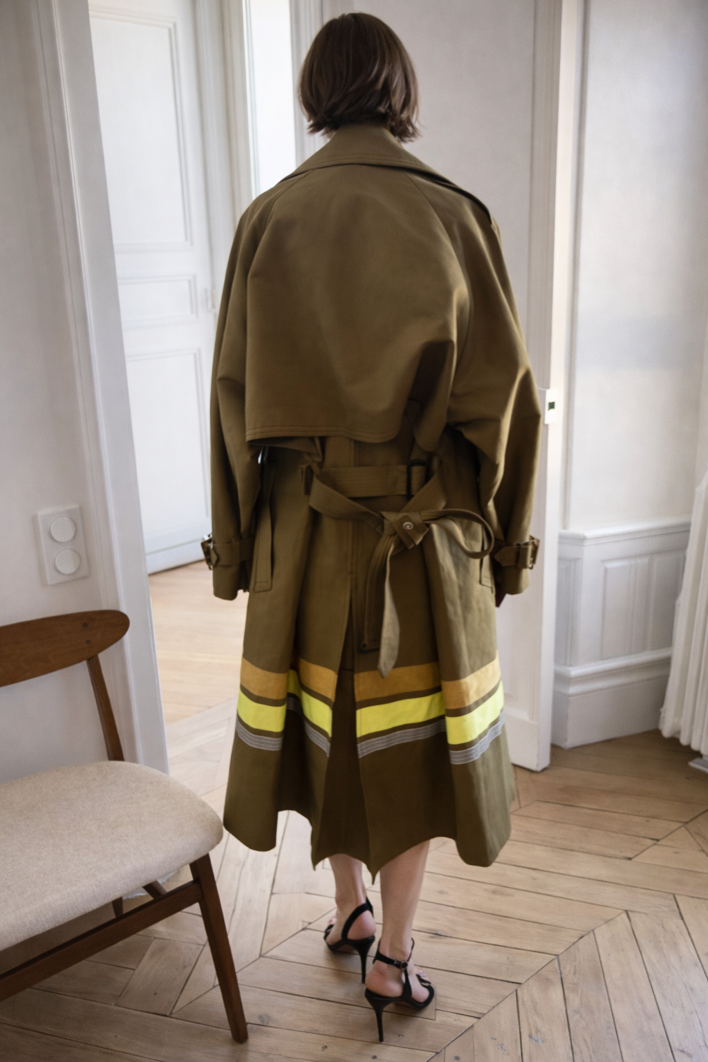 Embroidered Oversized Trench Coat