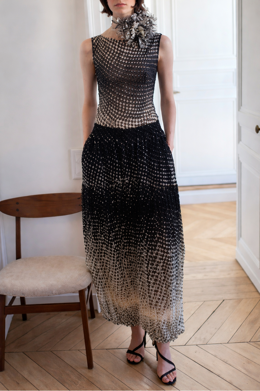 Halftone Wiggle Dot Cowl Back Shell