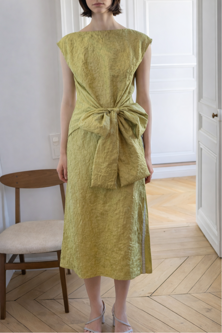 Silk Big Bow Shift Dress