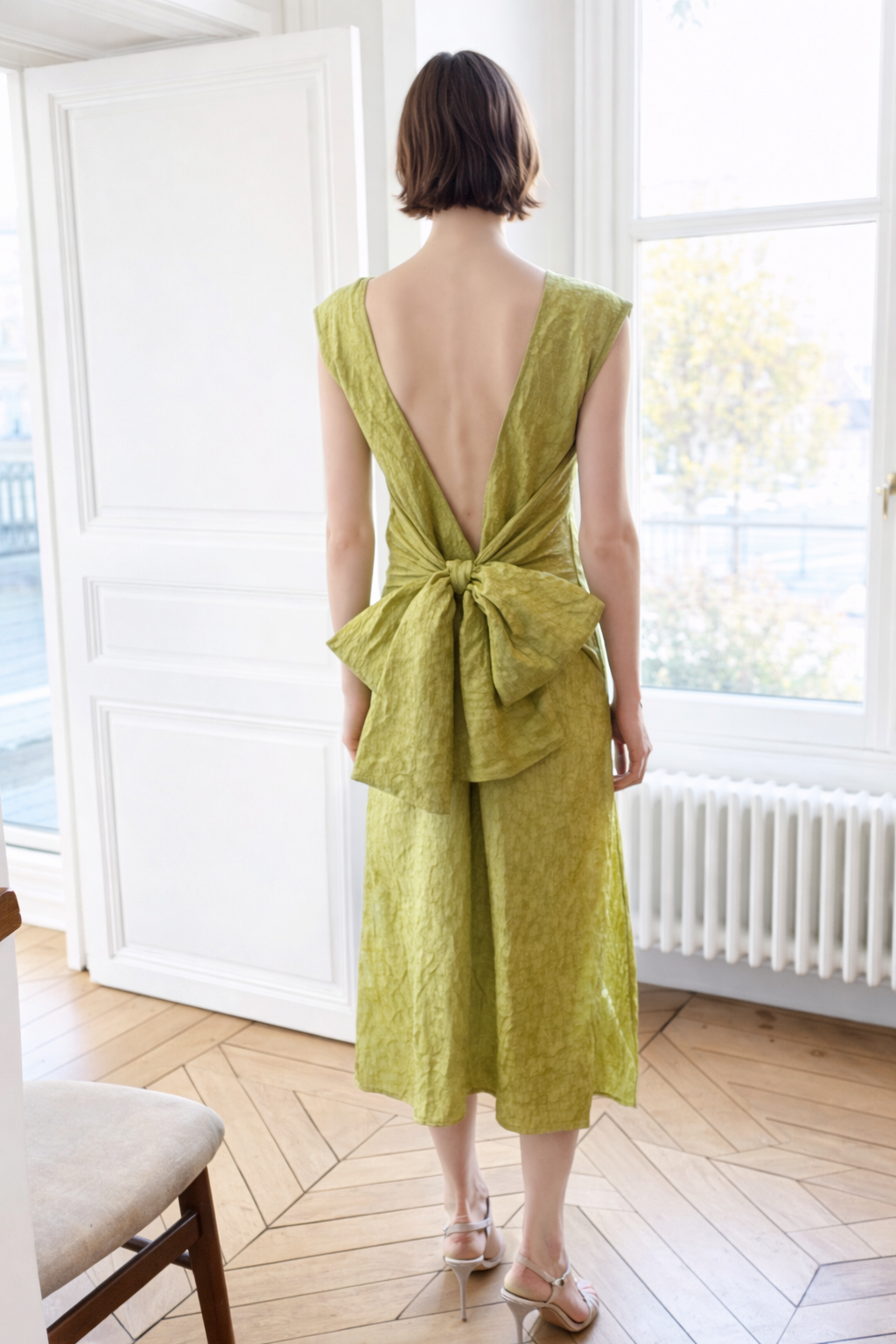 Silk Big Bow Shift Dress