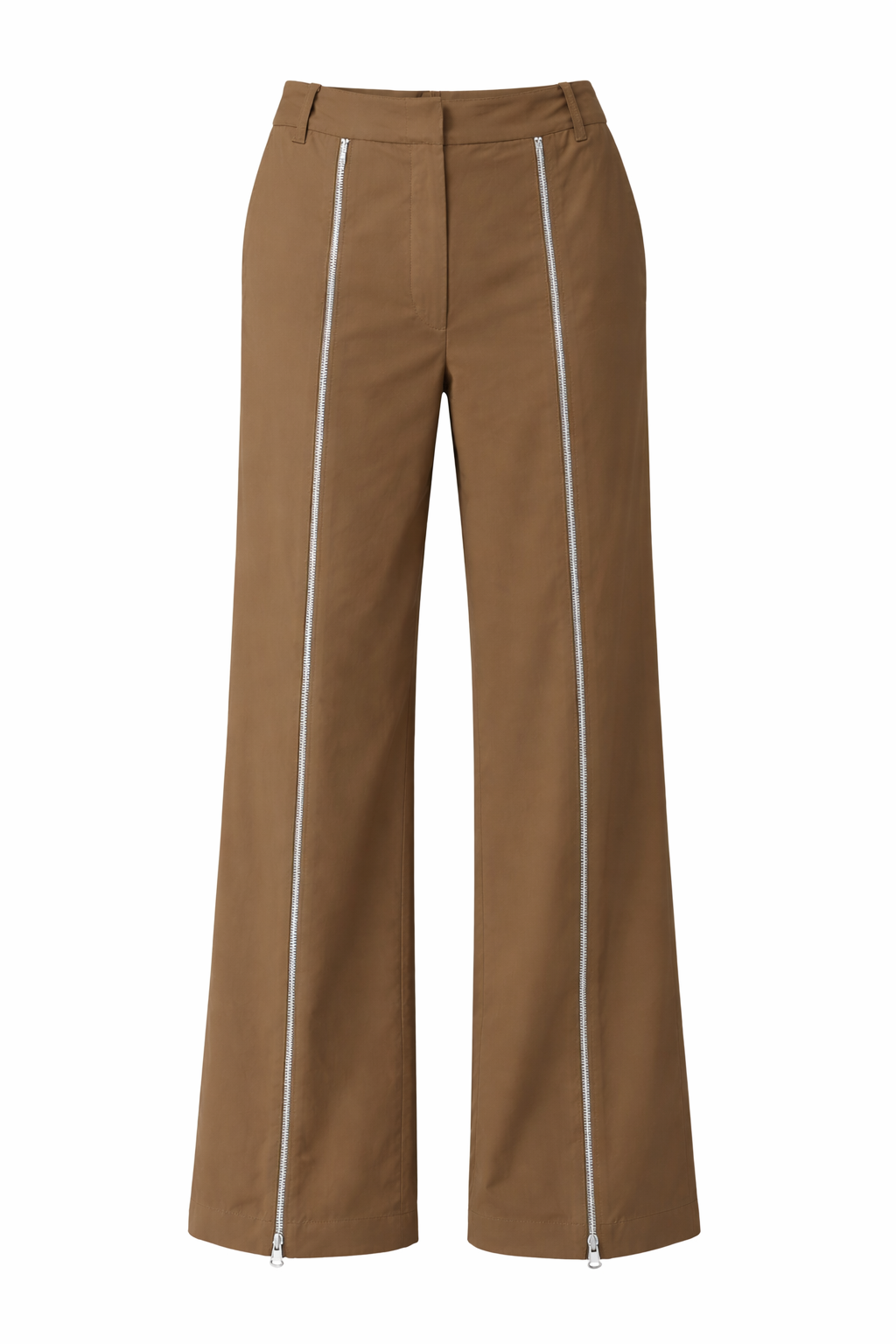 Nylon Zipper Trouser in Dark Taupe