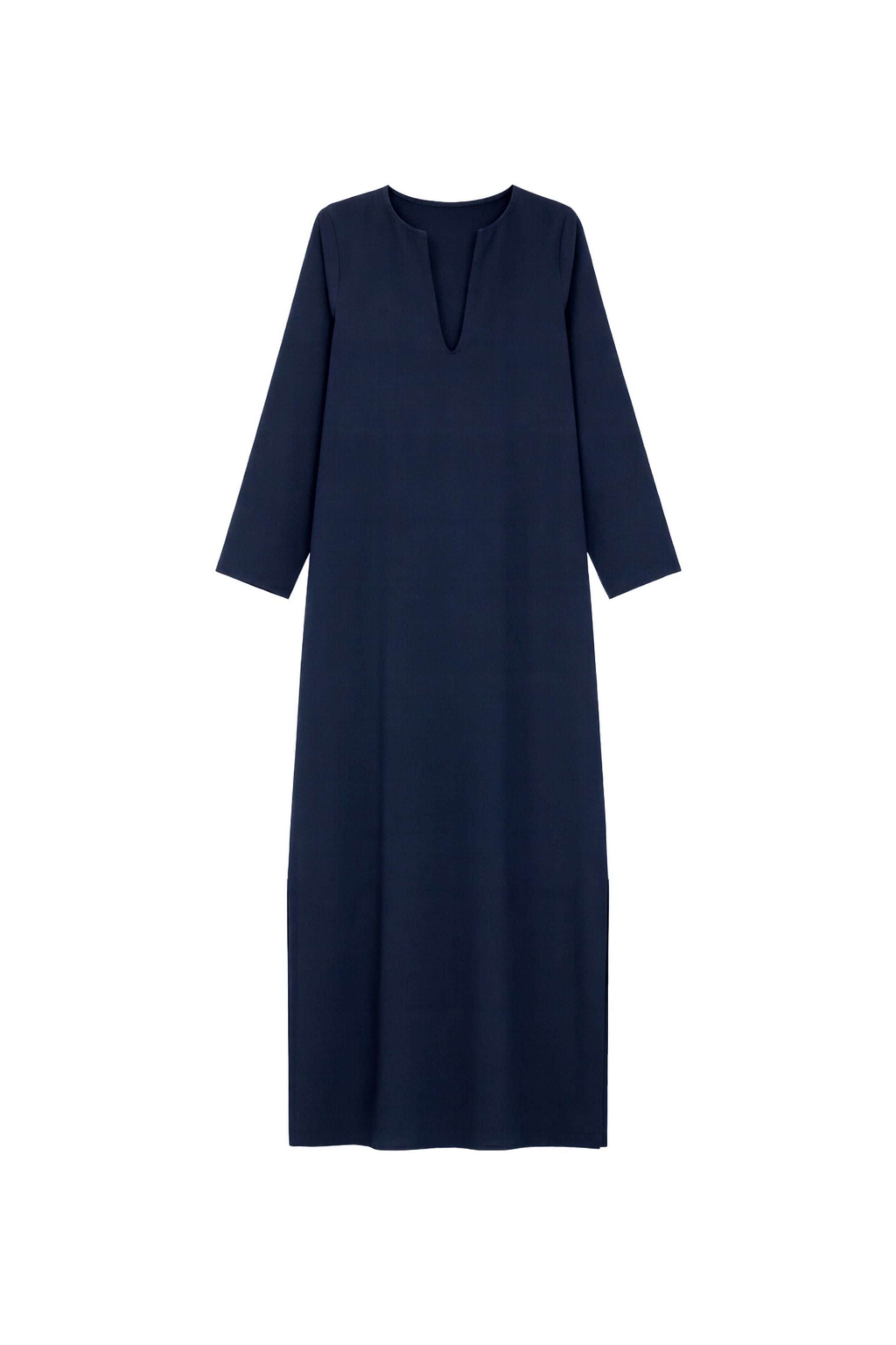 Crepe Wool V Neck Kaftan
