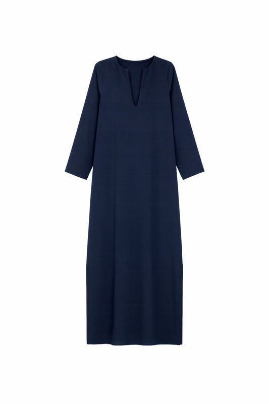Crepe Wool V Neck Kaftan