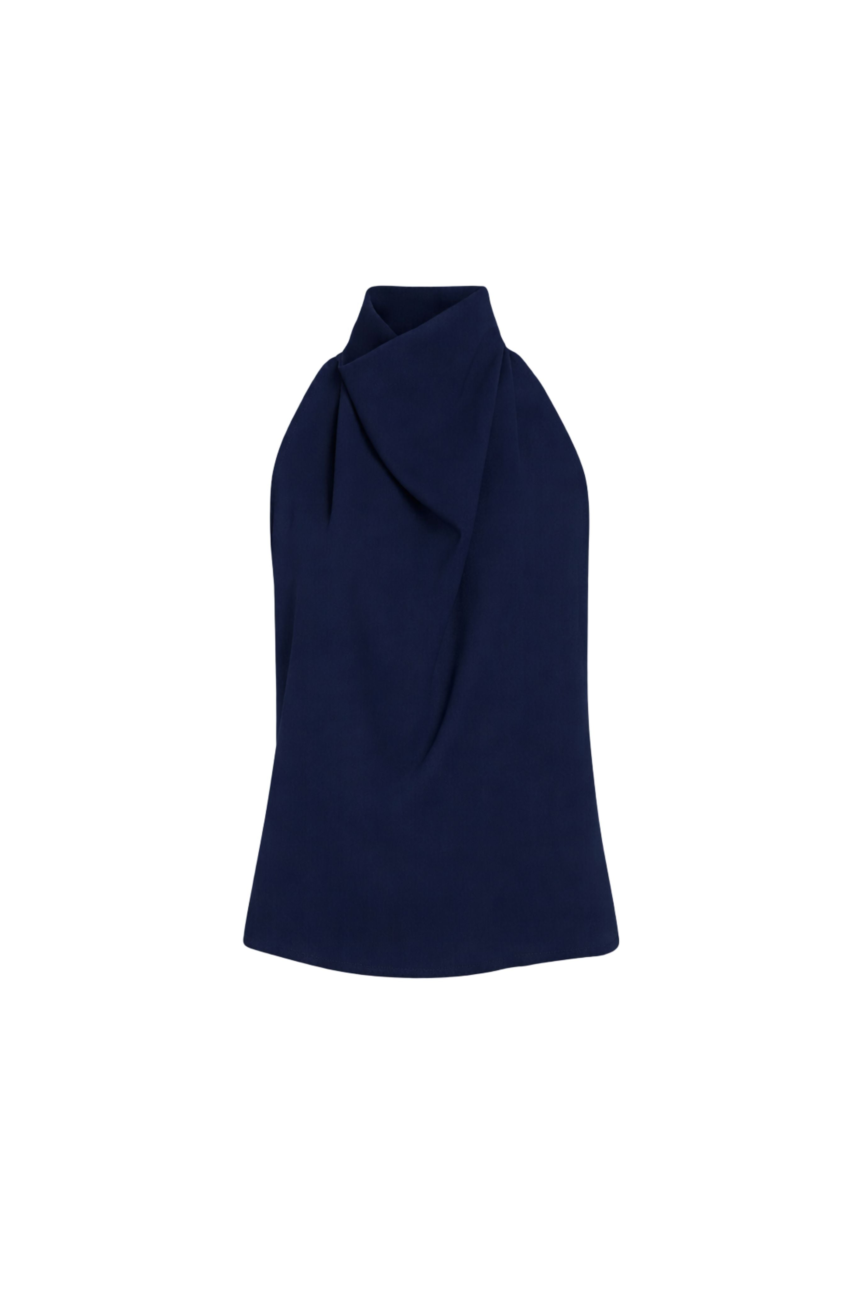 Crepe Scarf Top in Navy