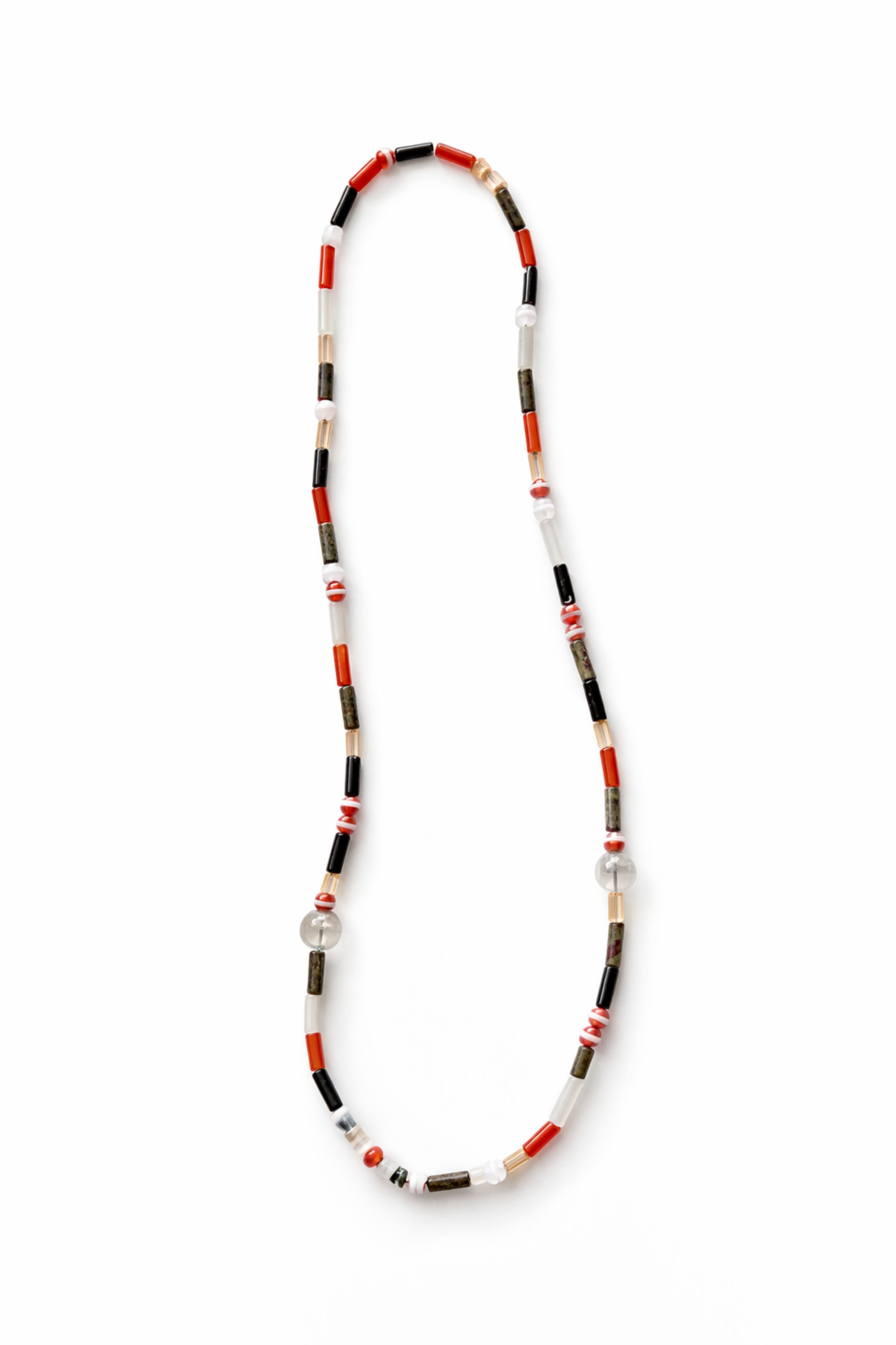 Long Mosaic Necklace - Red/Blue