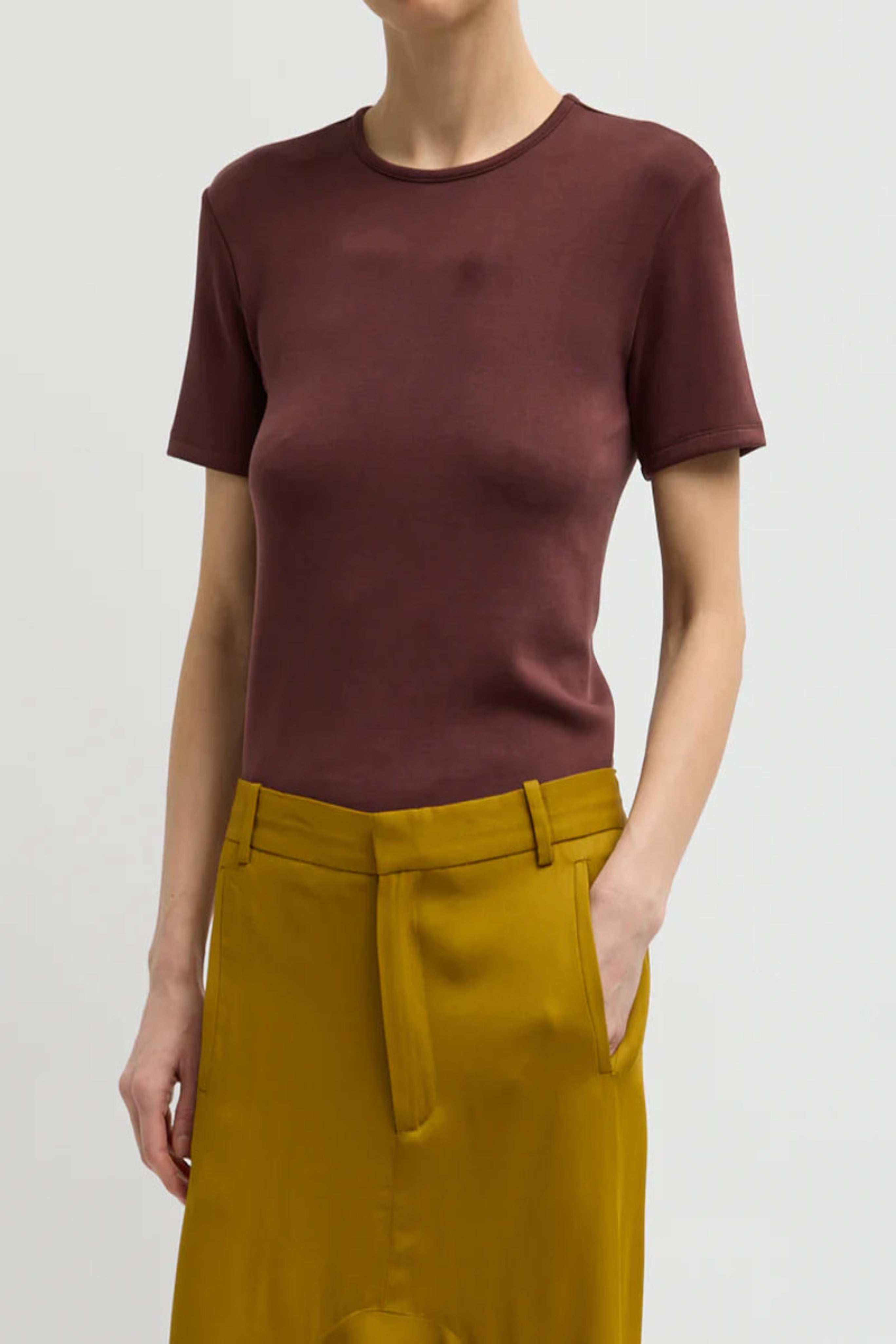 Feather Weight Viscose Neoprene Short Sleeve T - Bordeaux