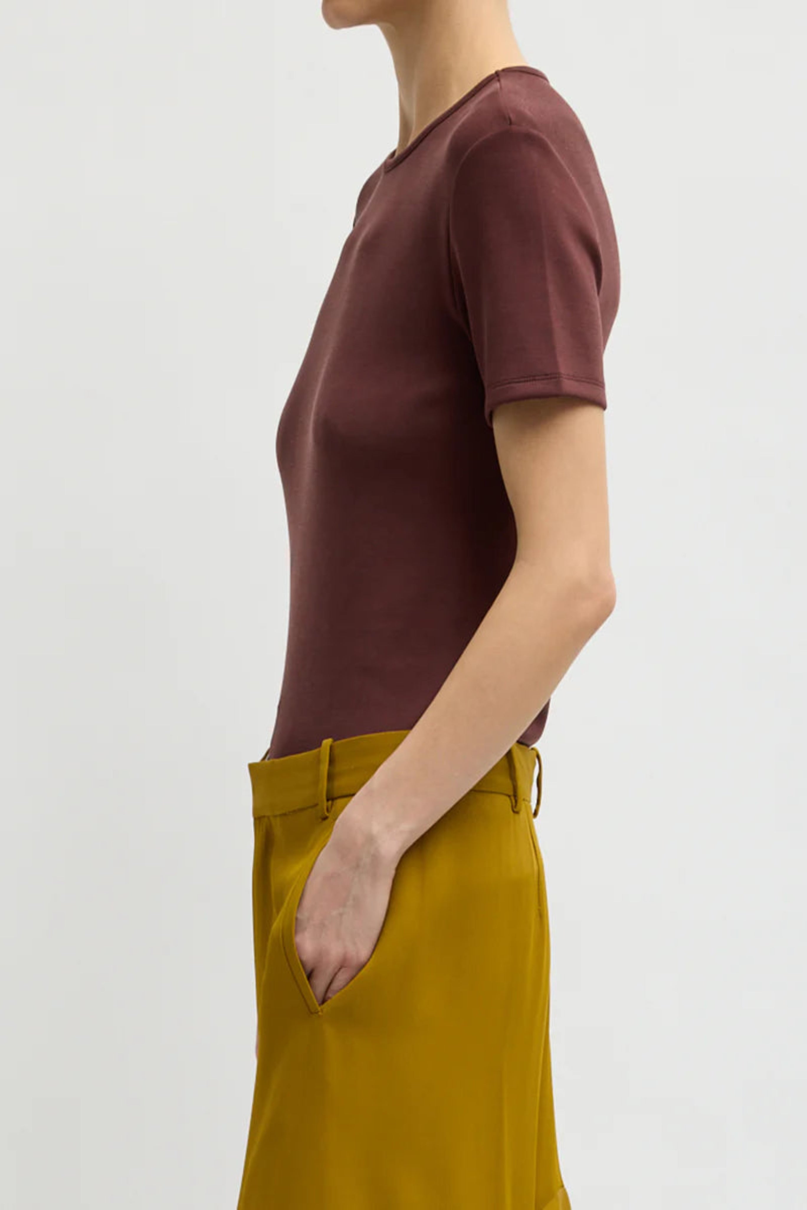 Feather Weight Viscose Neoprene Short Sleeve T - Bordeaux