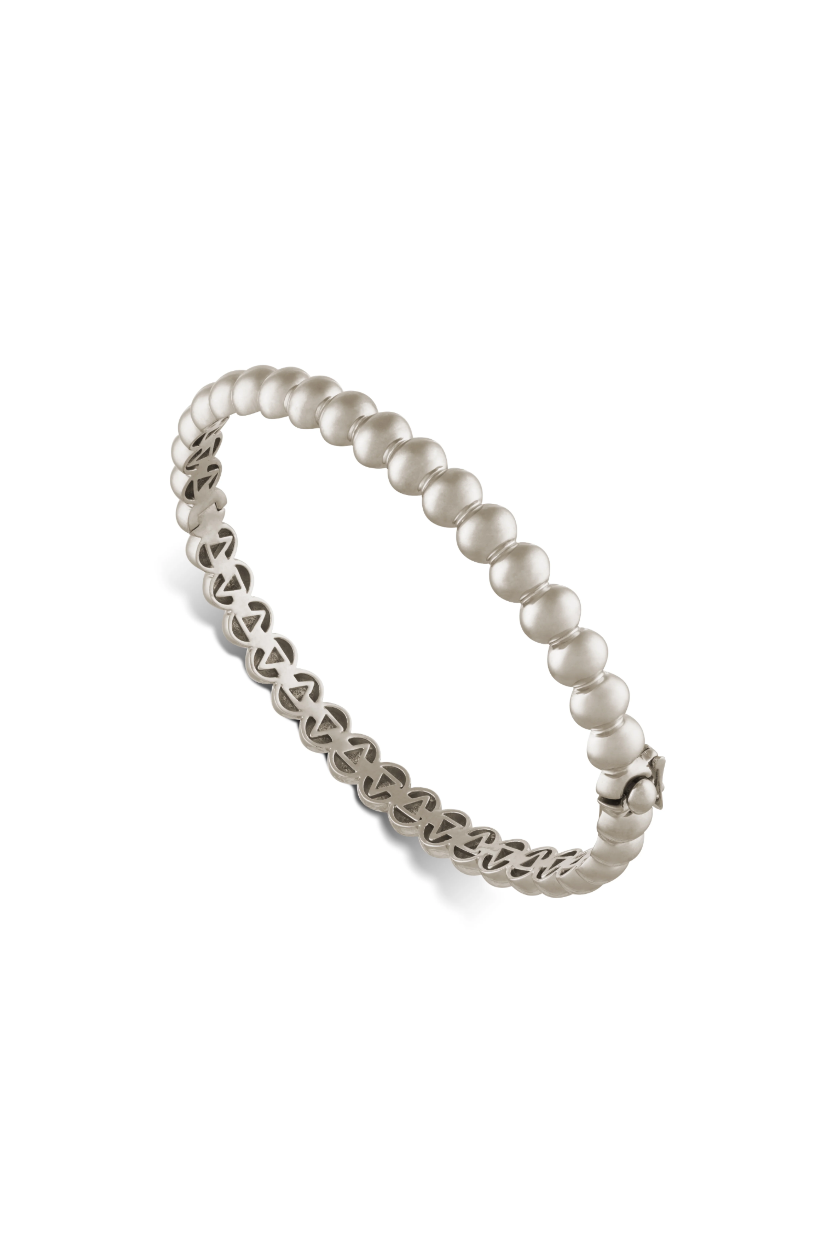 Beaded 18K White Gold Satin Bracelet