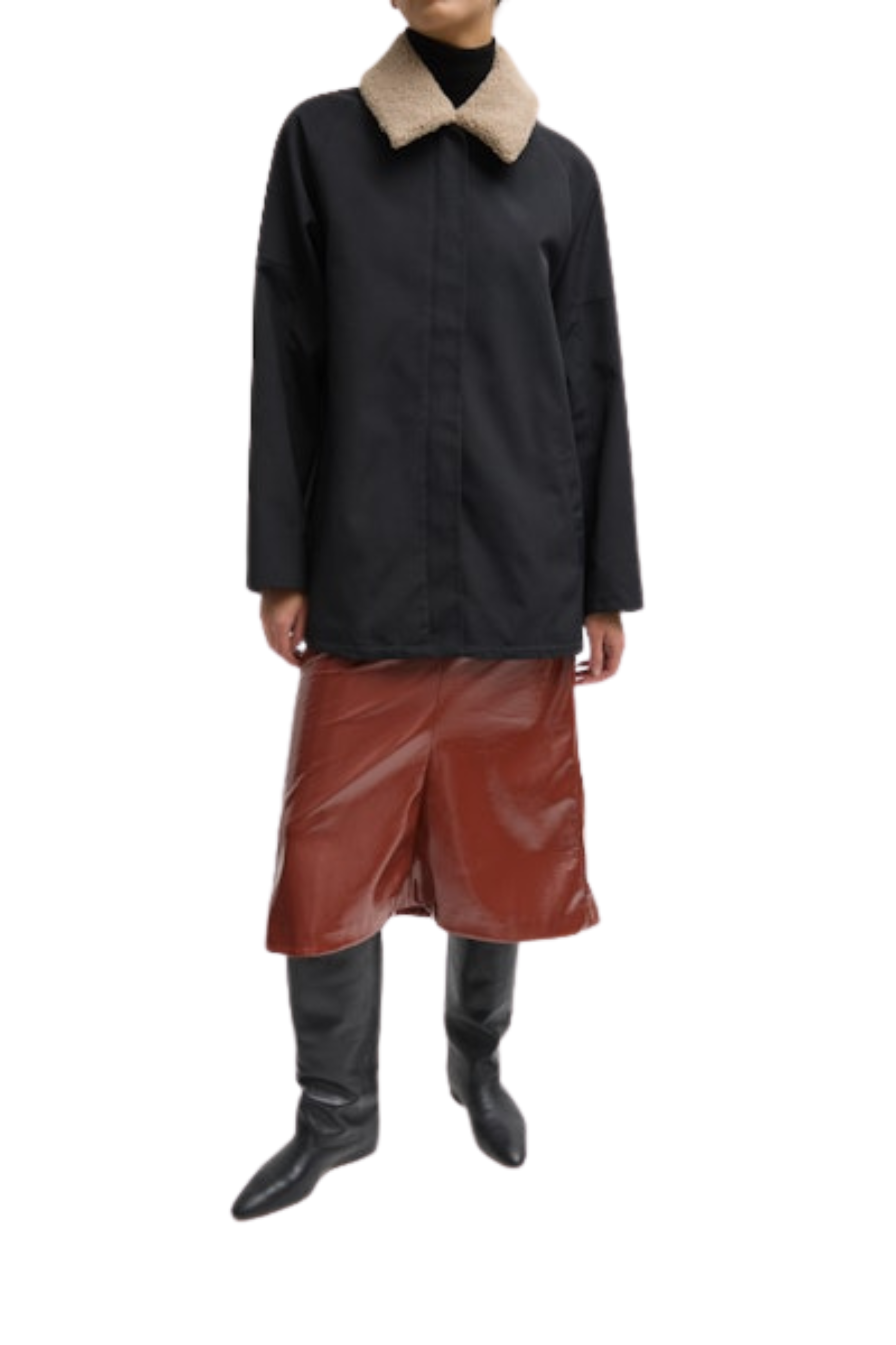 Lotte Nylon Carcoat With Removable Sherpa Collar