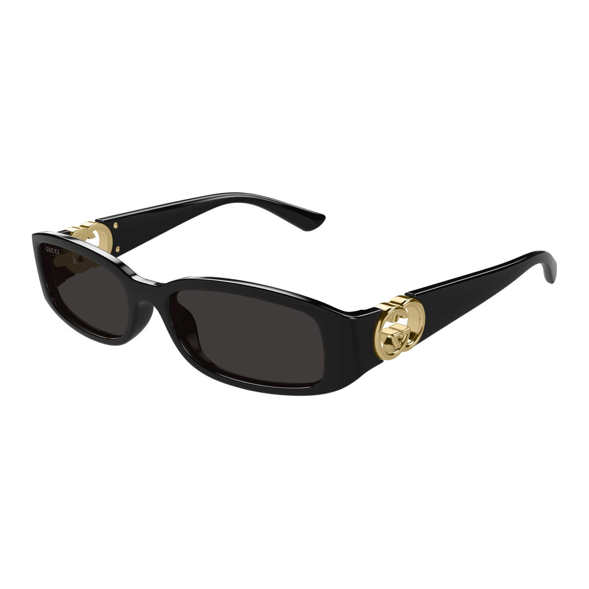 GUCCI サングラス ブラックレンズ ゴールドフレーム ロゴデザイン 美品 Rectangular Sunglasses - GUCCI