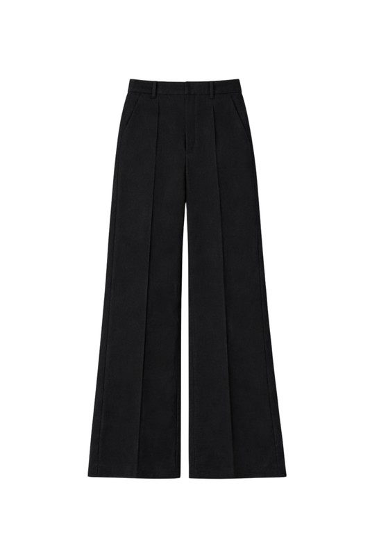 Paneled & Piped Flare Pant in Ridged Linen