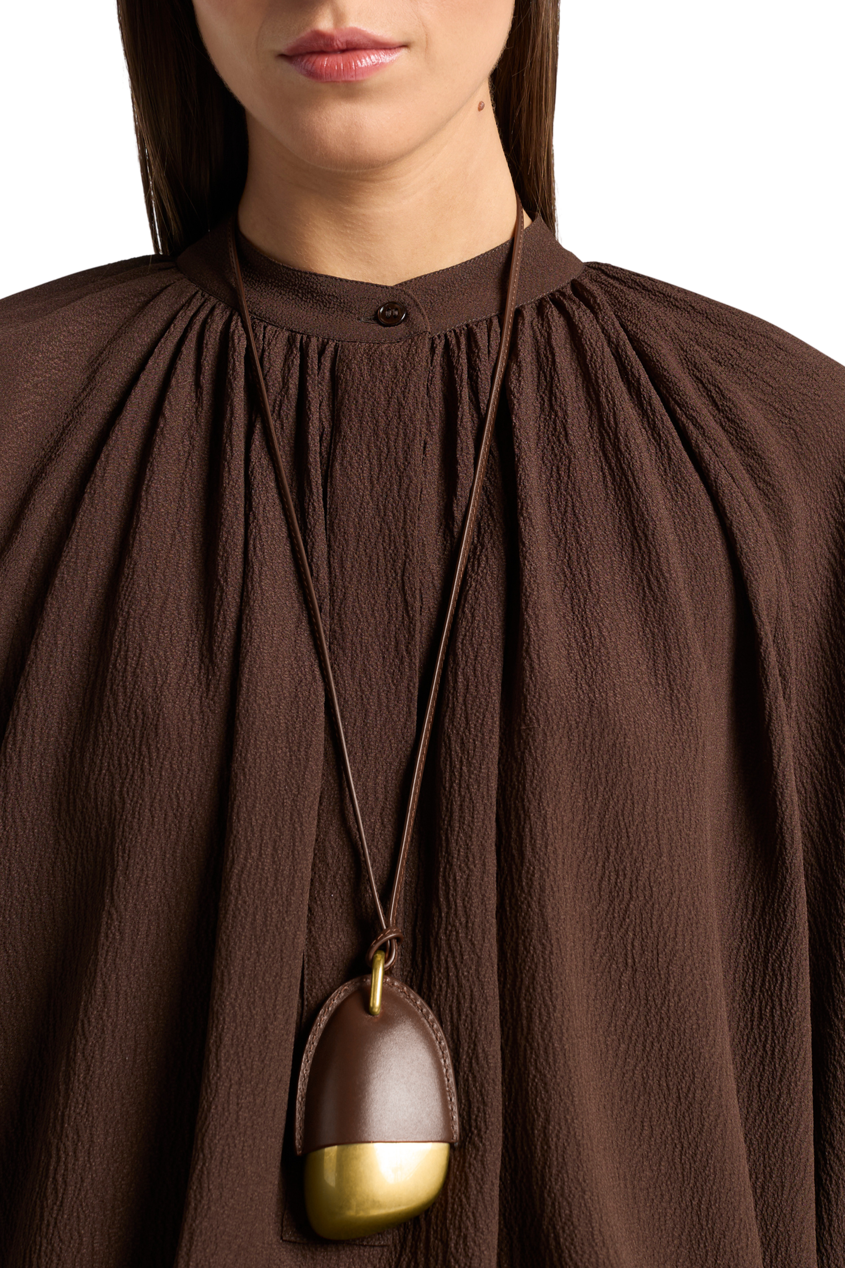 Stone Pendant Necklace With Leather Cover