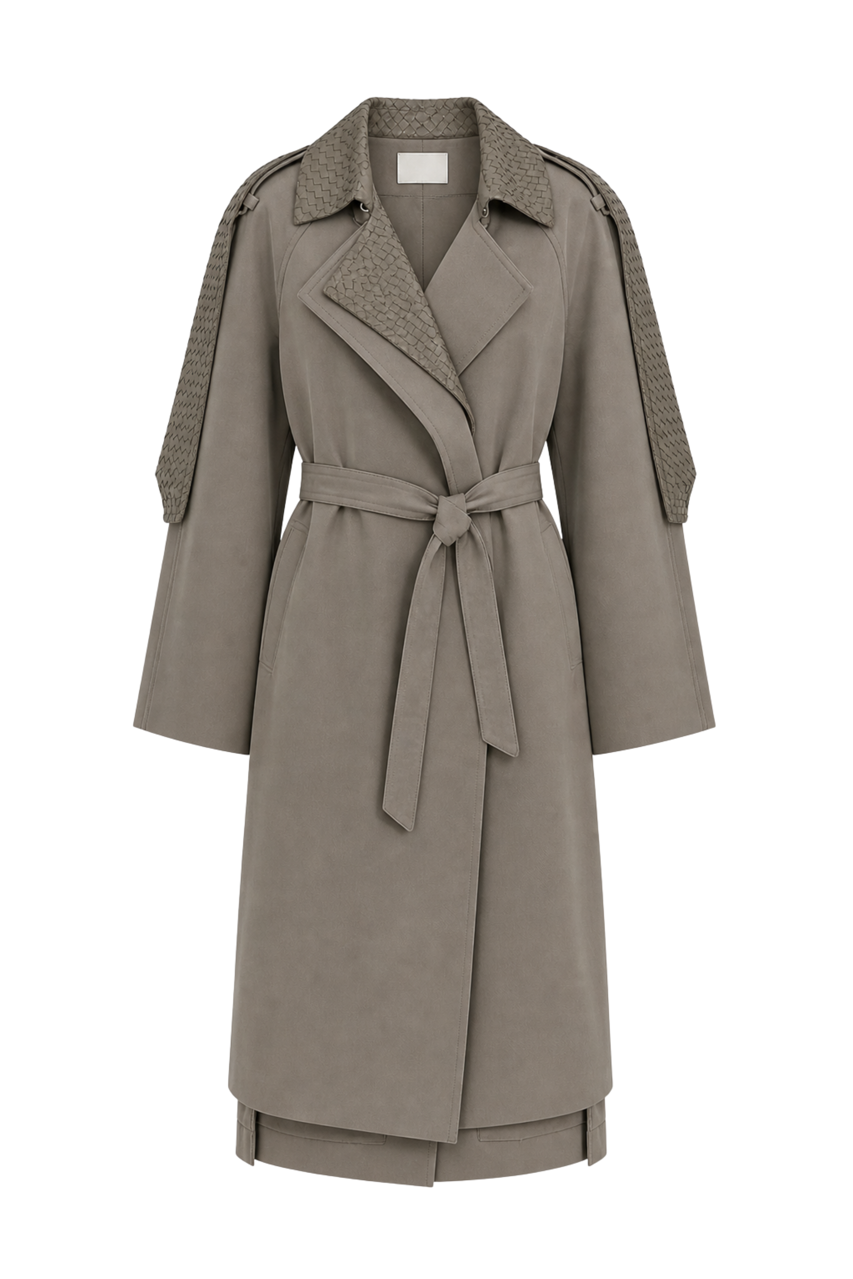 Cotton and Silk Gabardine Trench in Desert Taupe