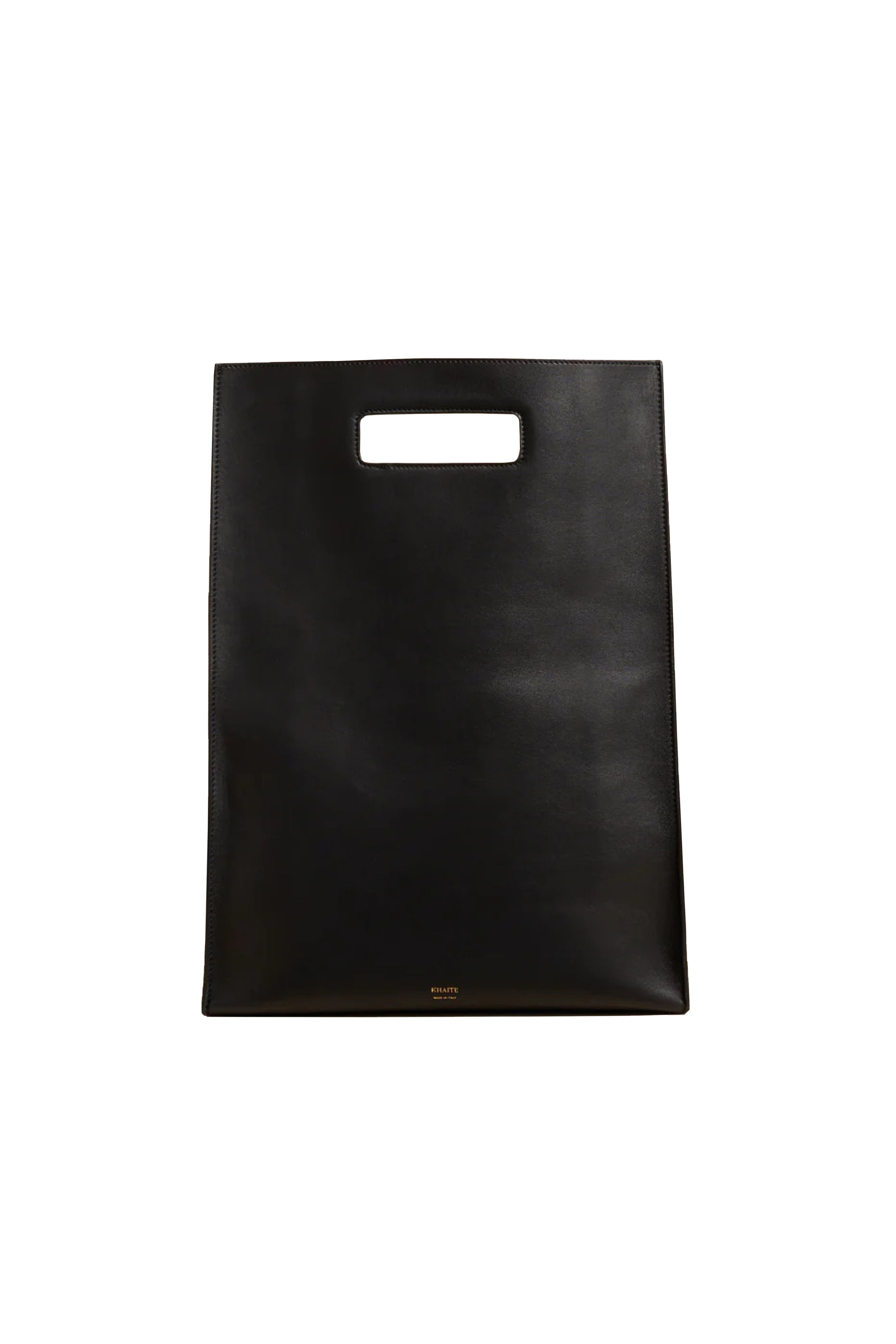 KHAITE Hudson Navy Leather Tote Bag