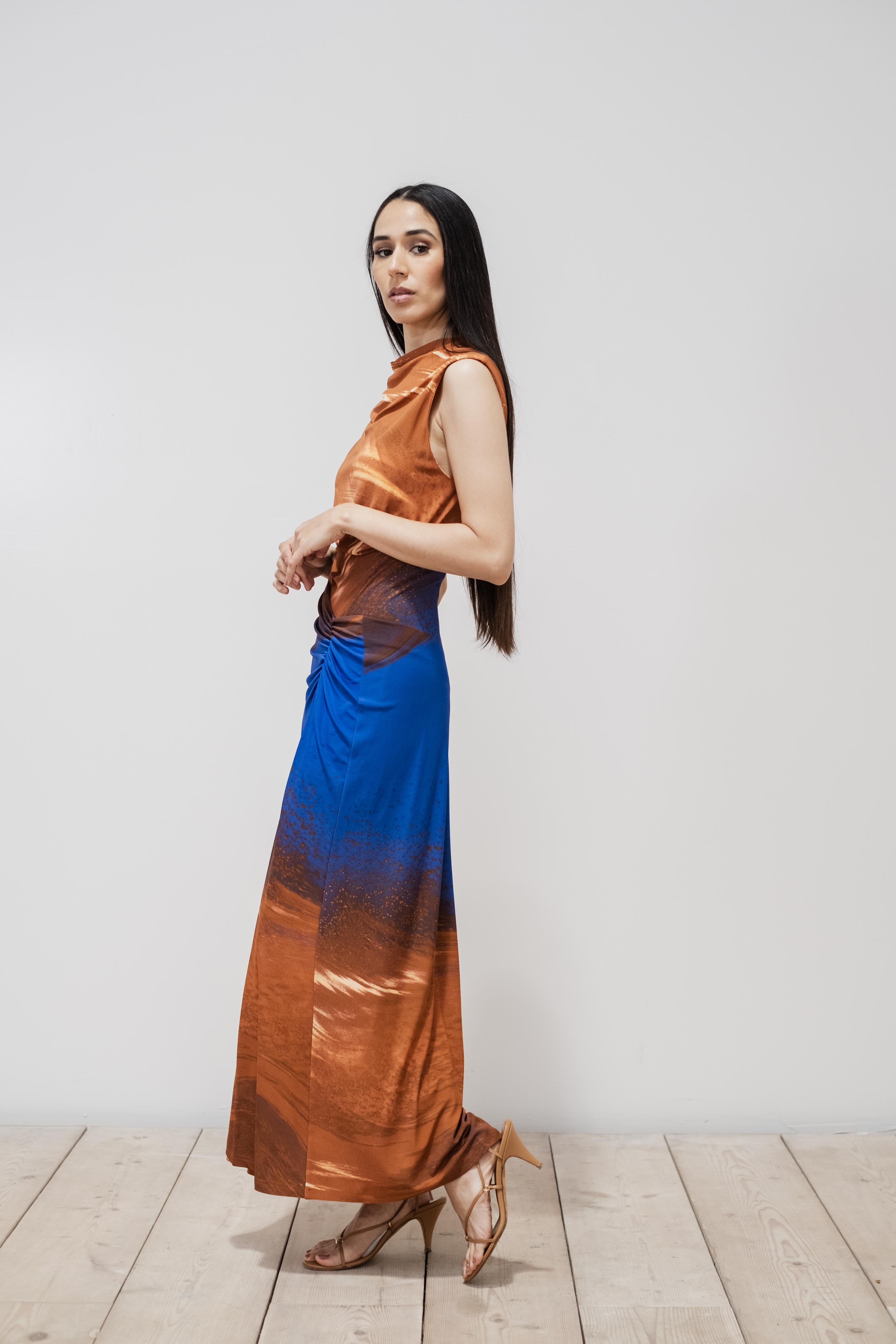 SIMKHAI Acacia Marble Print Maxi Dress