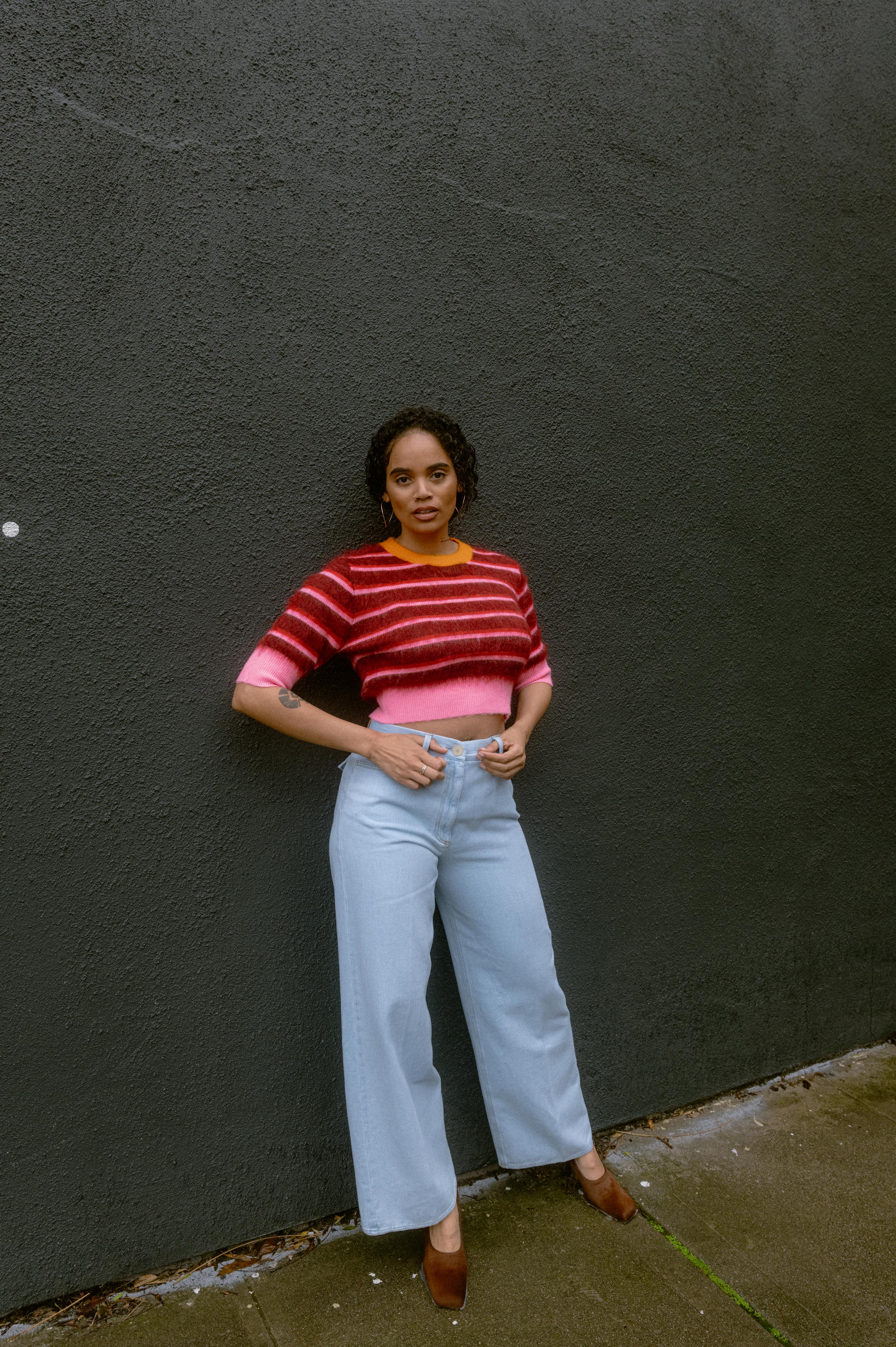 Striped Cropped Wool Tee