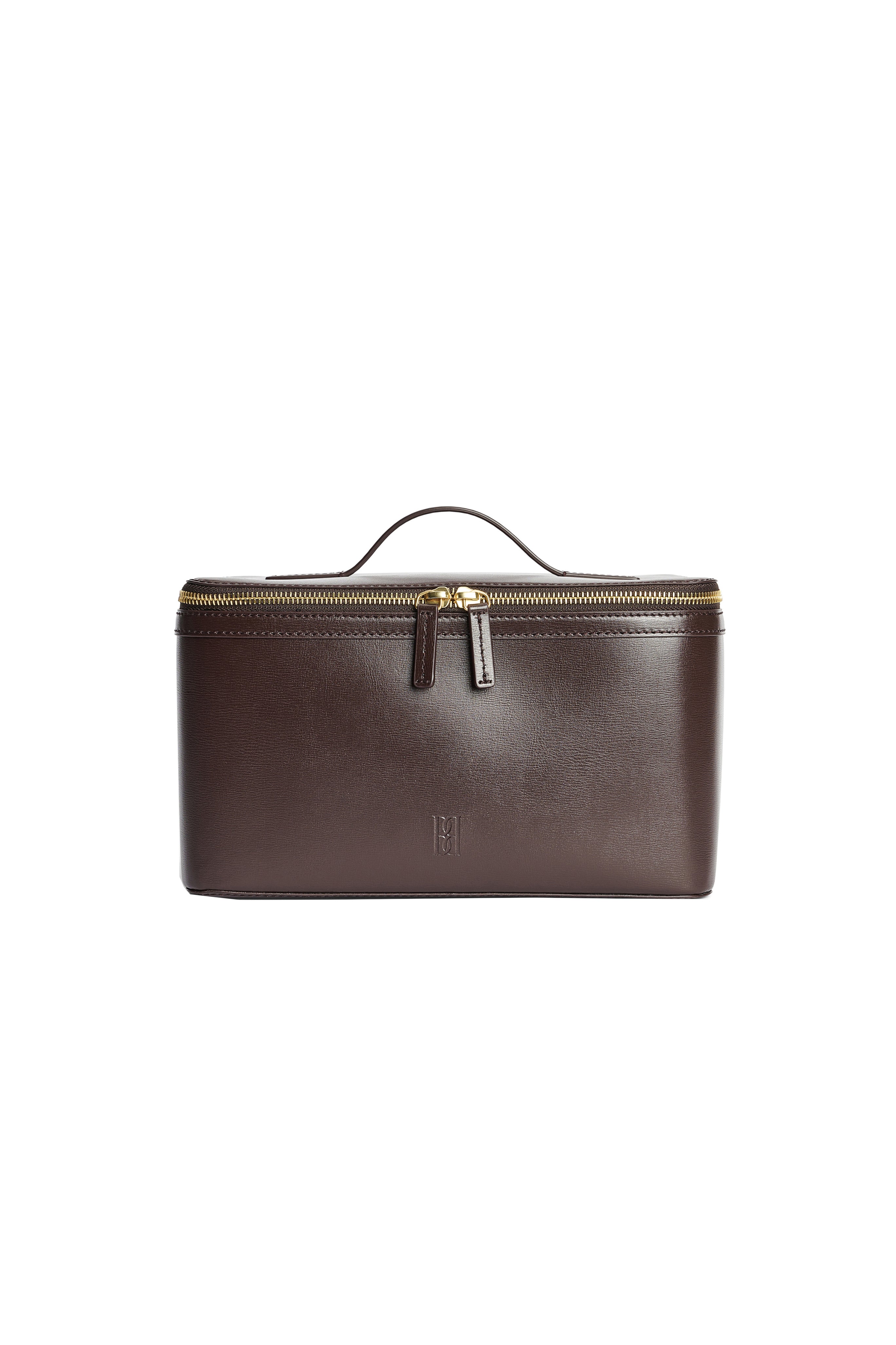 BY MALENE BIRGER Aya Brown Leather Beauty Travel Case