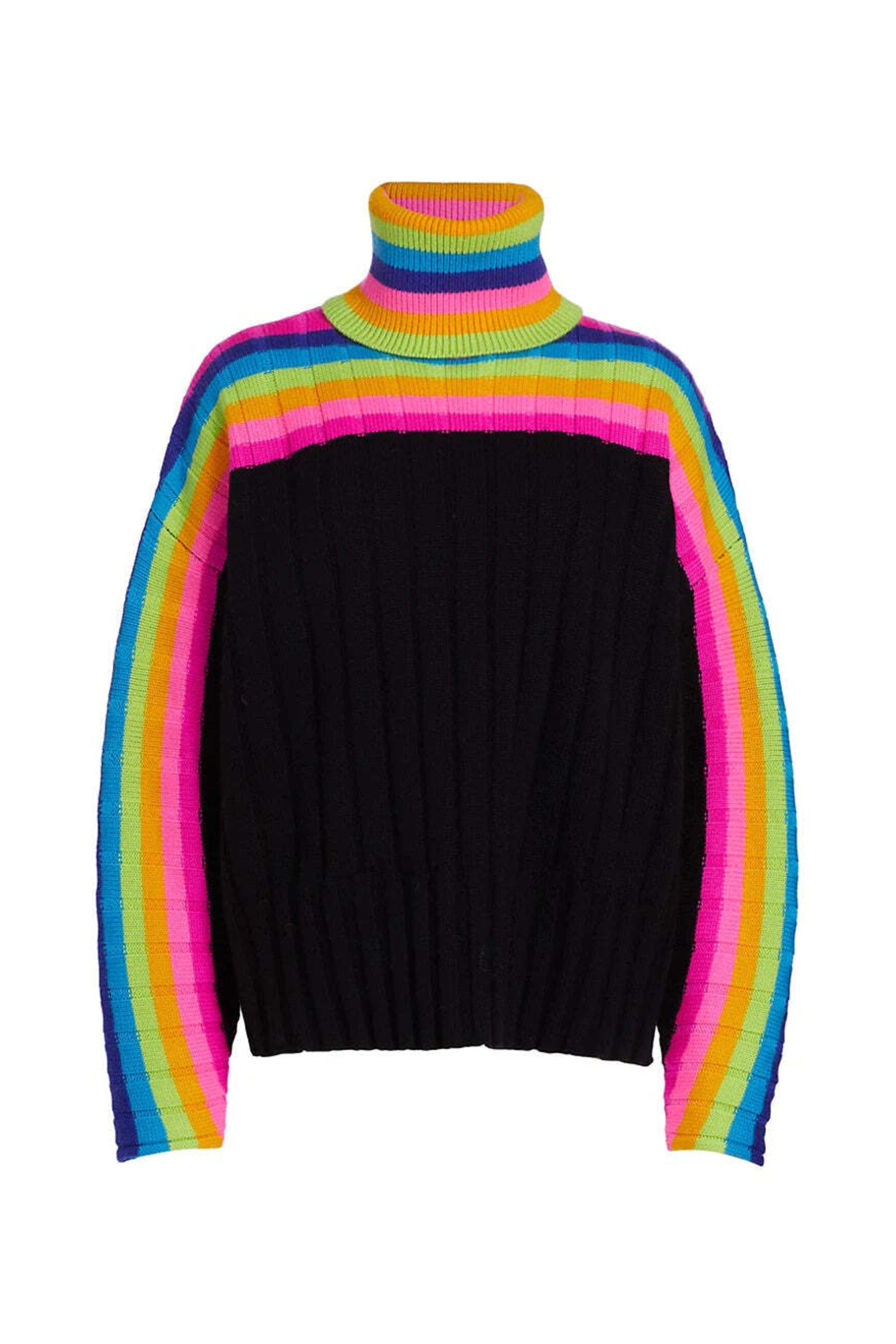Rainbow Stripe Turtleneck Sweater
