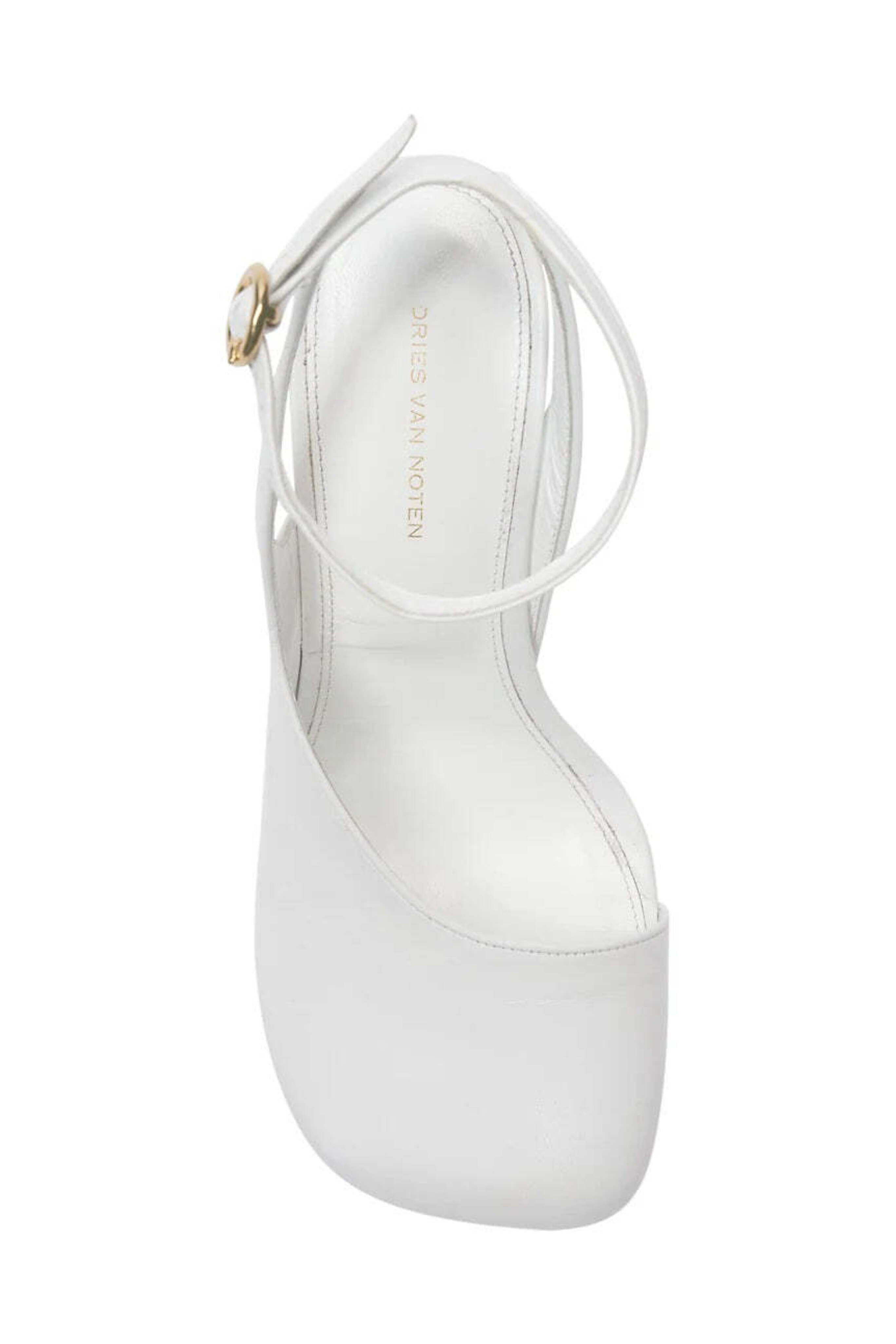 DRIES VAN NOTEN Asymmetric Virgo White Leather Sandals