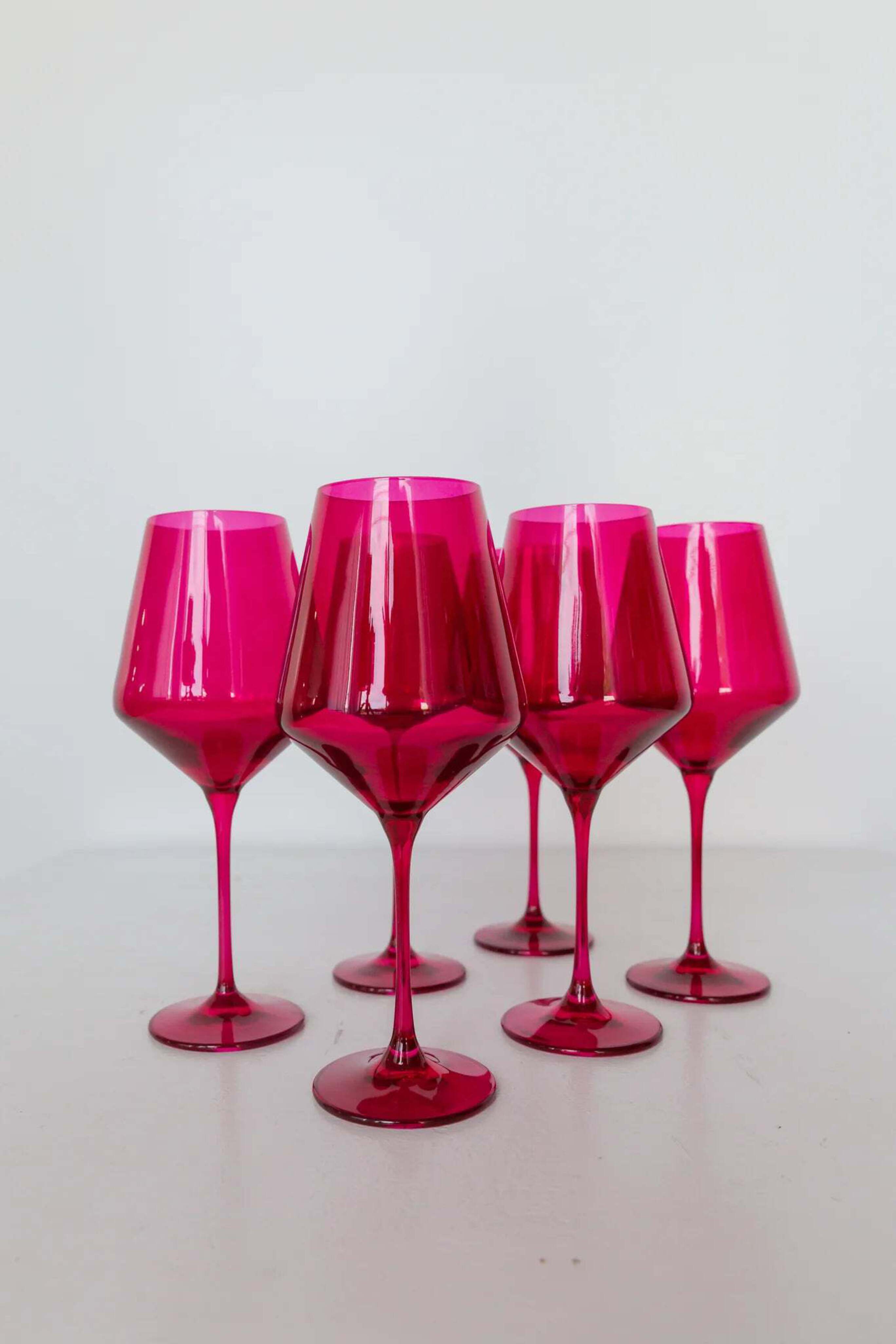 Estelle Hand-Blown Colored Wine Glasses (Set of 6)