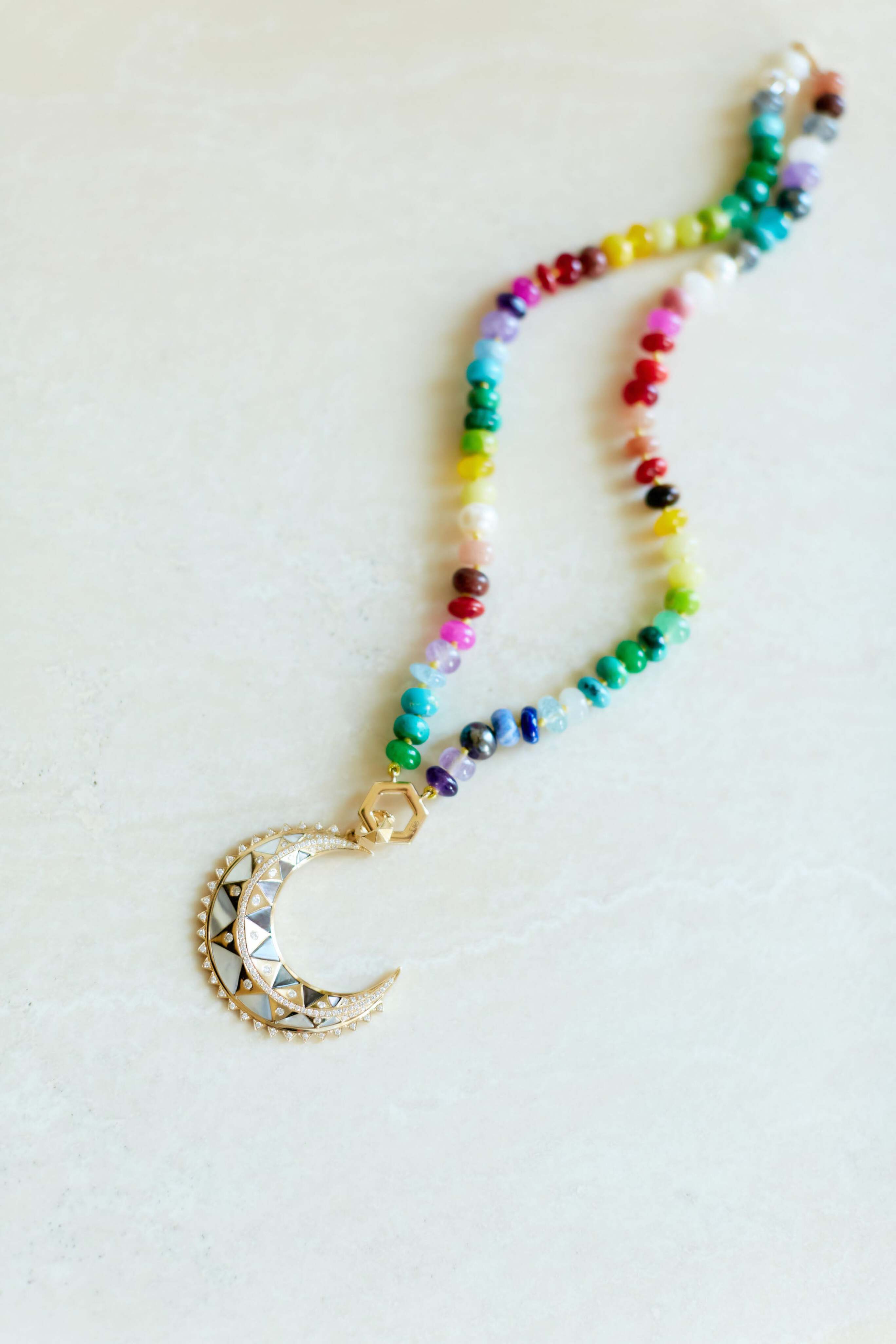 Rainbow Gemstone Beaded Necklace – The Golden Cleat