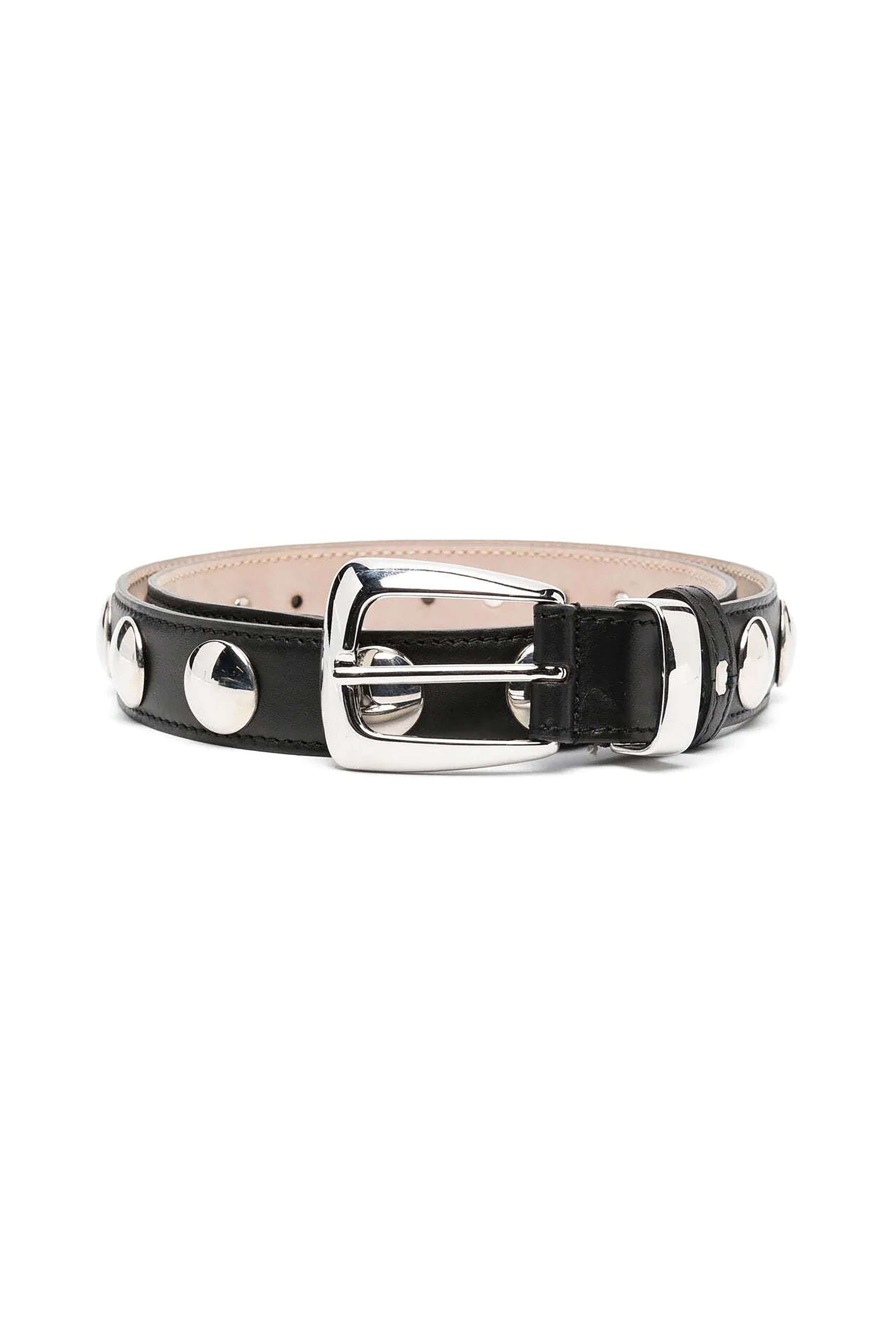 KHAITE Benny Leather Silver Studded Belt