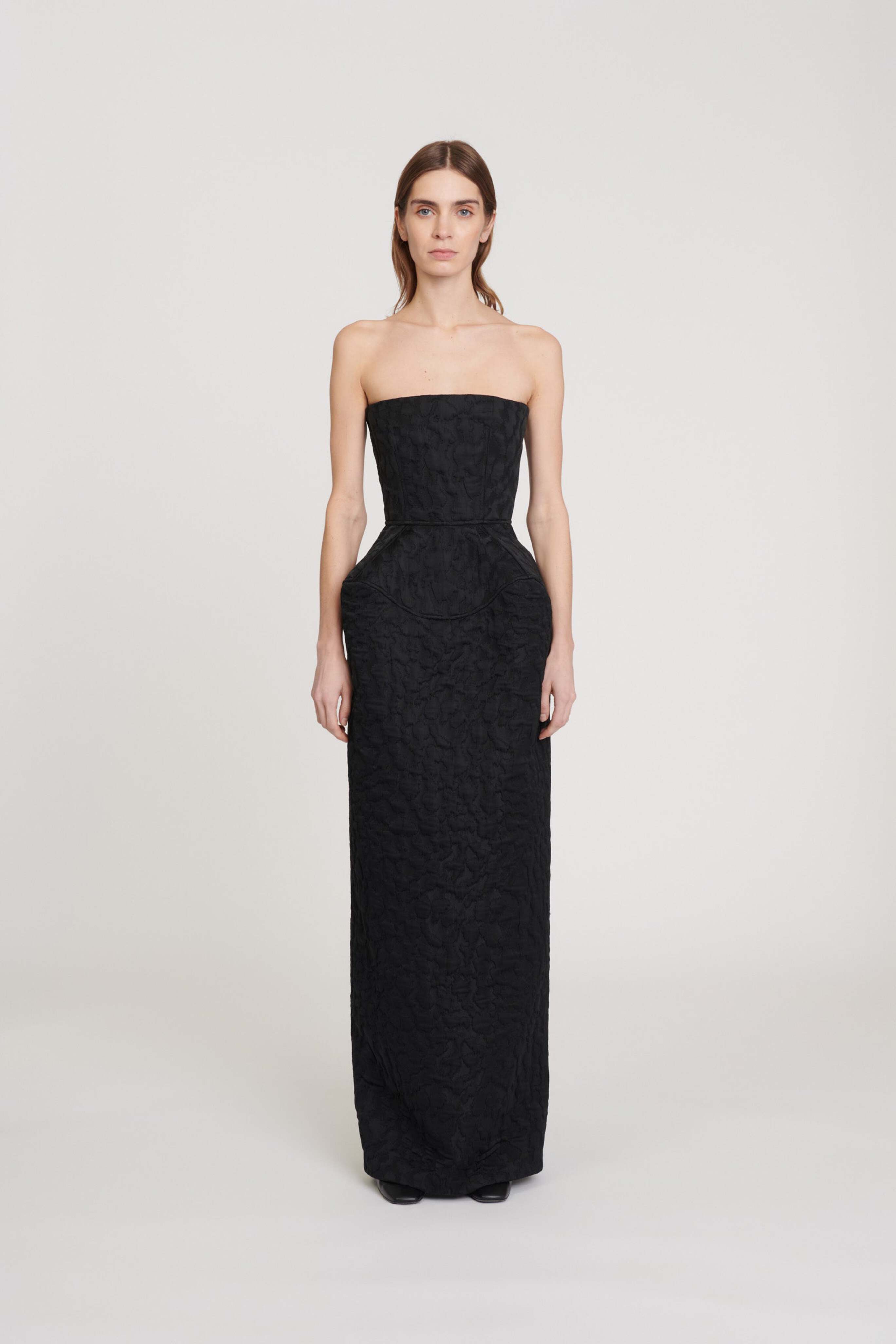 Jacquard Strapless Gown