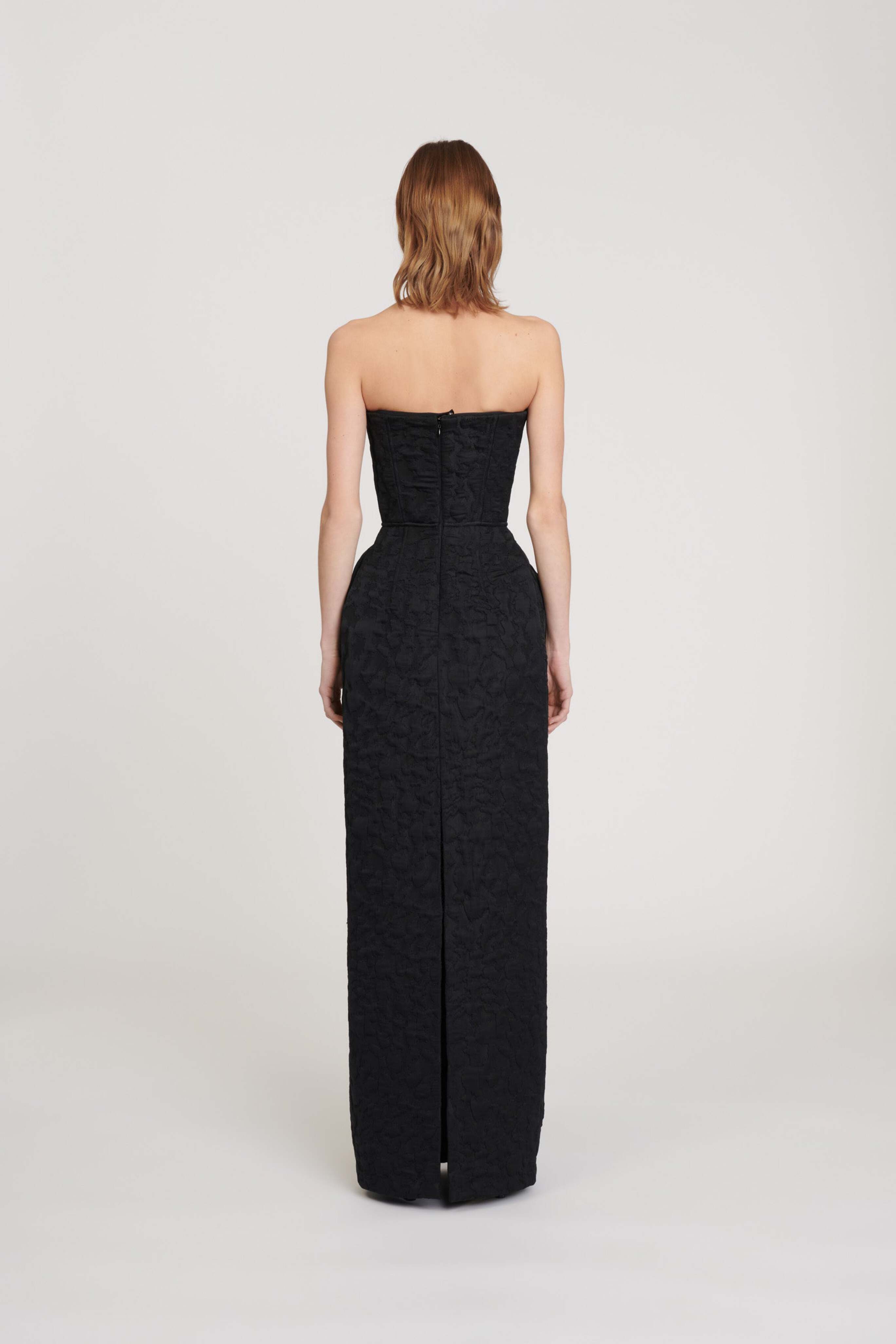 Jacquard Strapless Gown