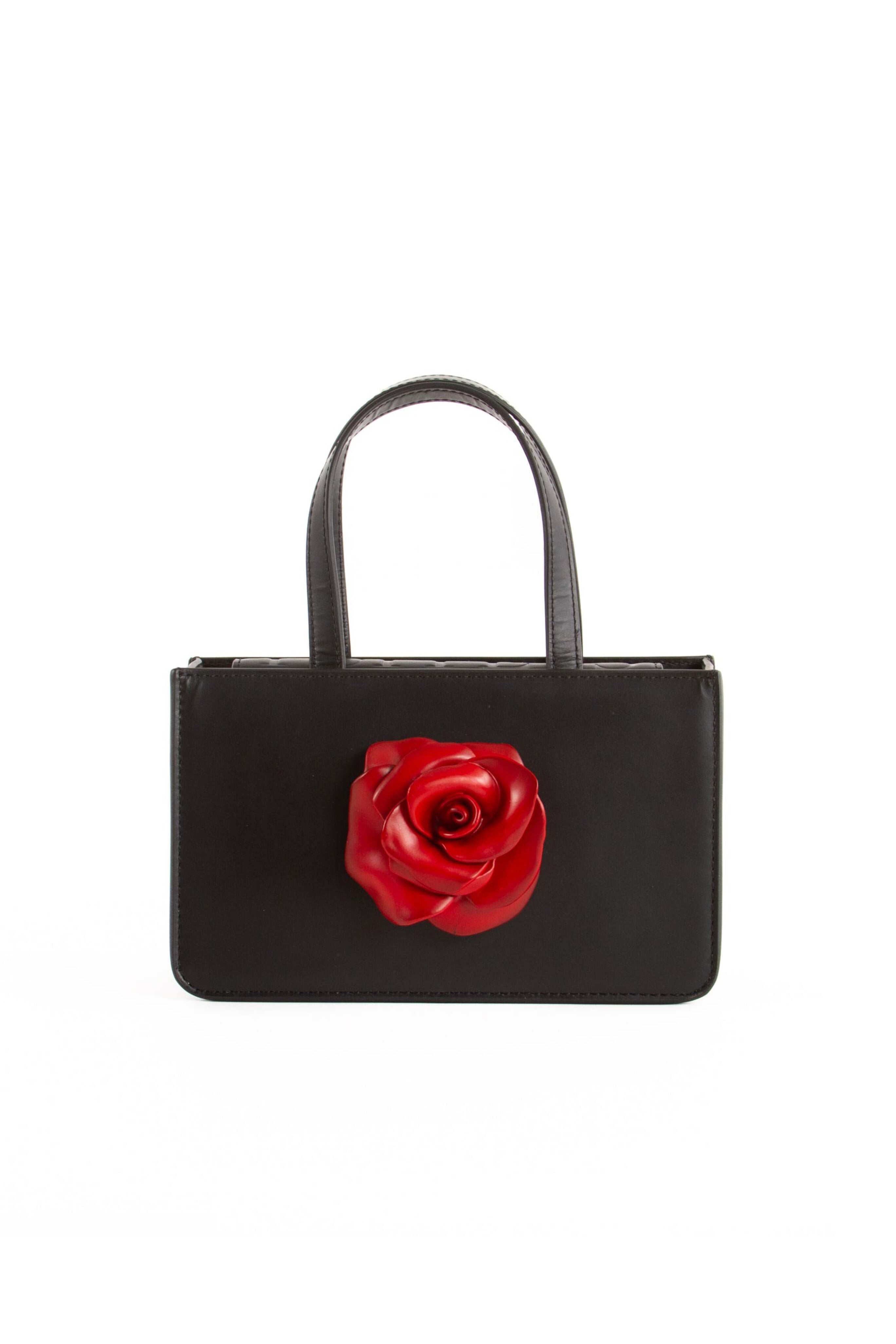 PUPPETS AND PUPPETS Leather Rose Small Bag in Black