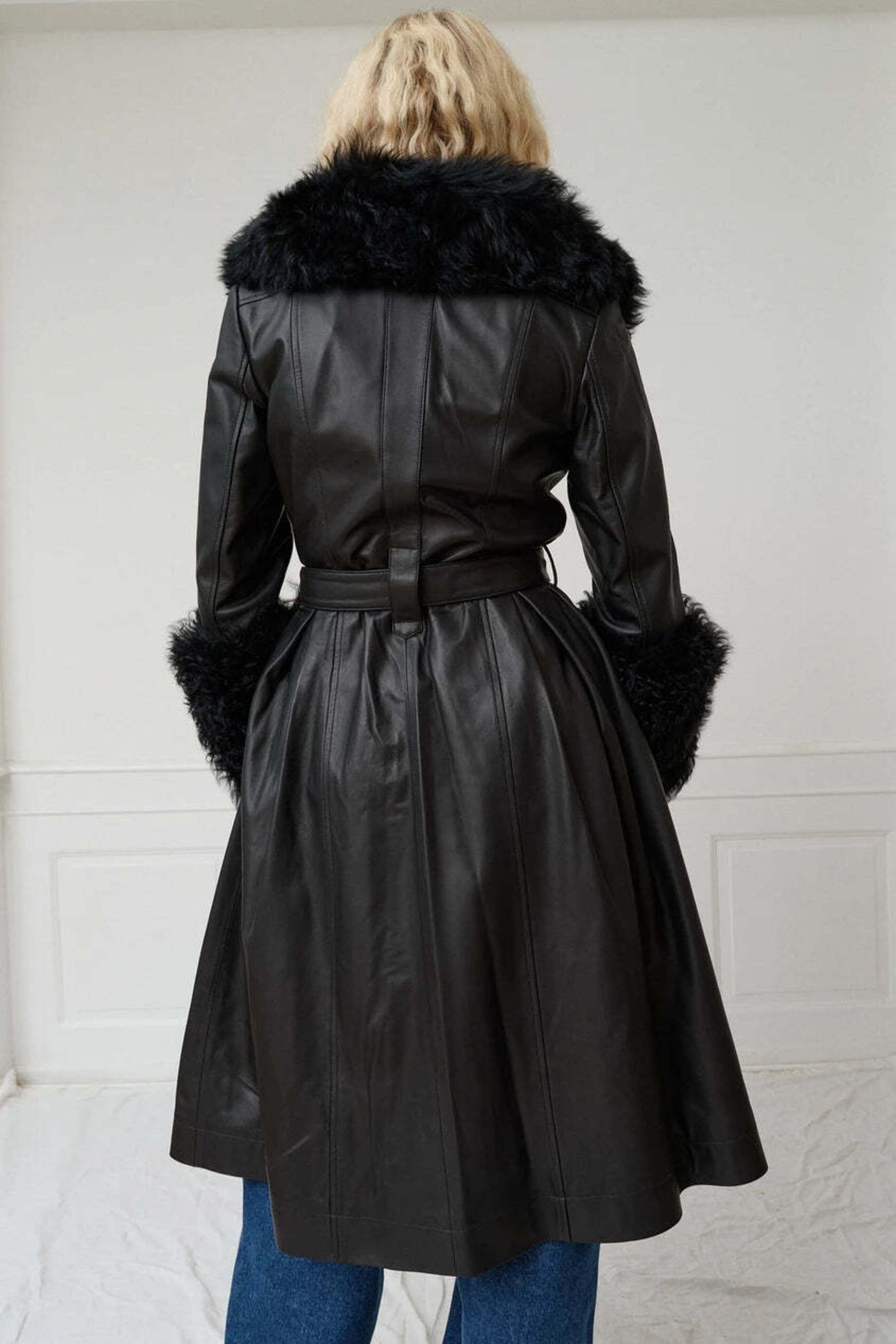 Foxy Sherling Coat in Black