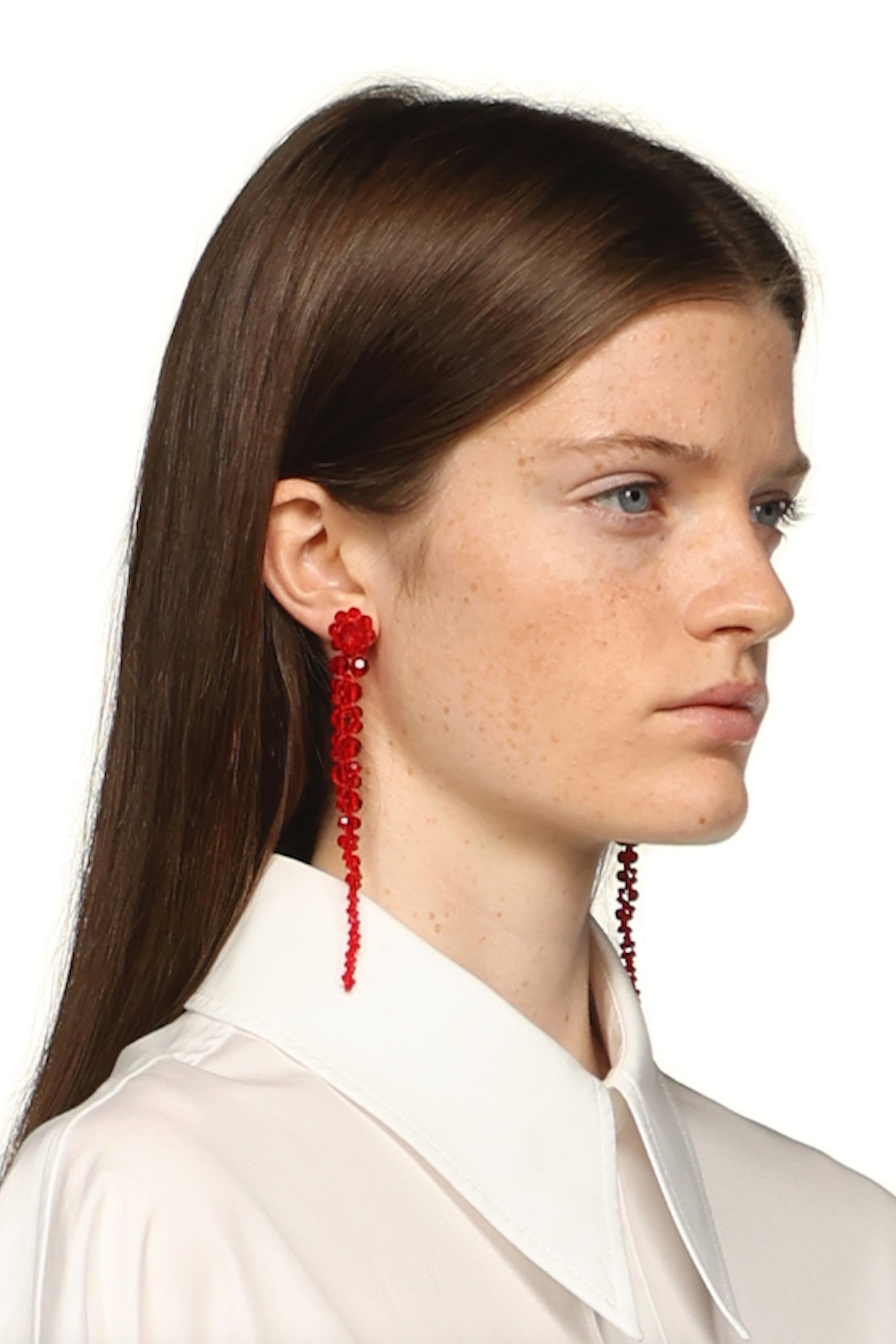 SIMONE ROCHA Crystal Red Drip Earrings