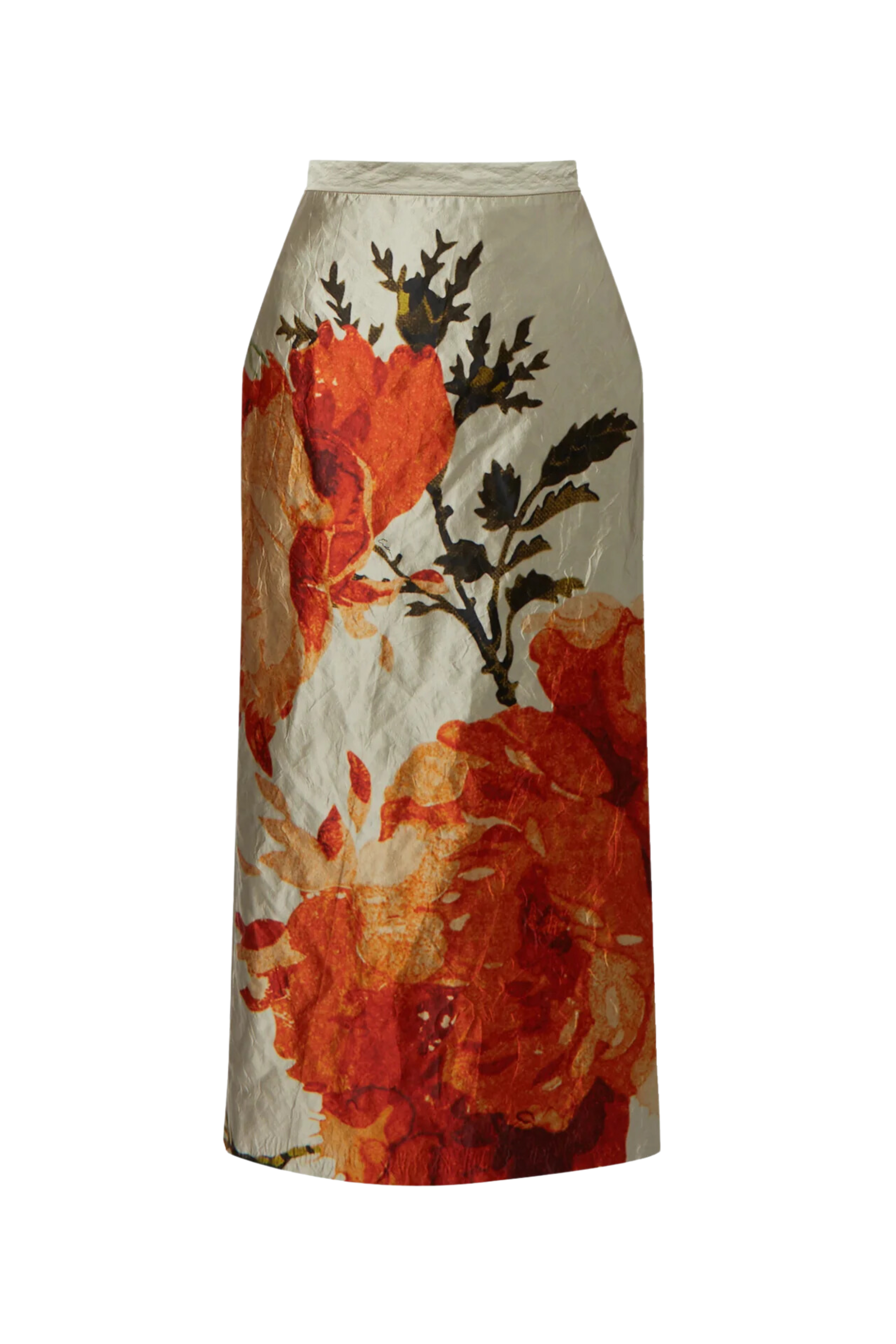 ERDEM Satin Floral Pencil Skirt