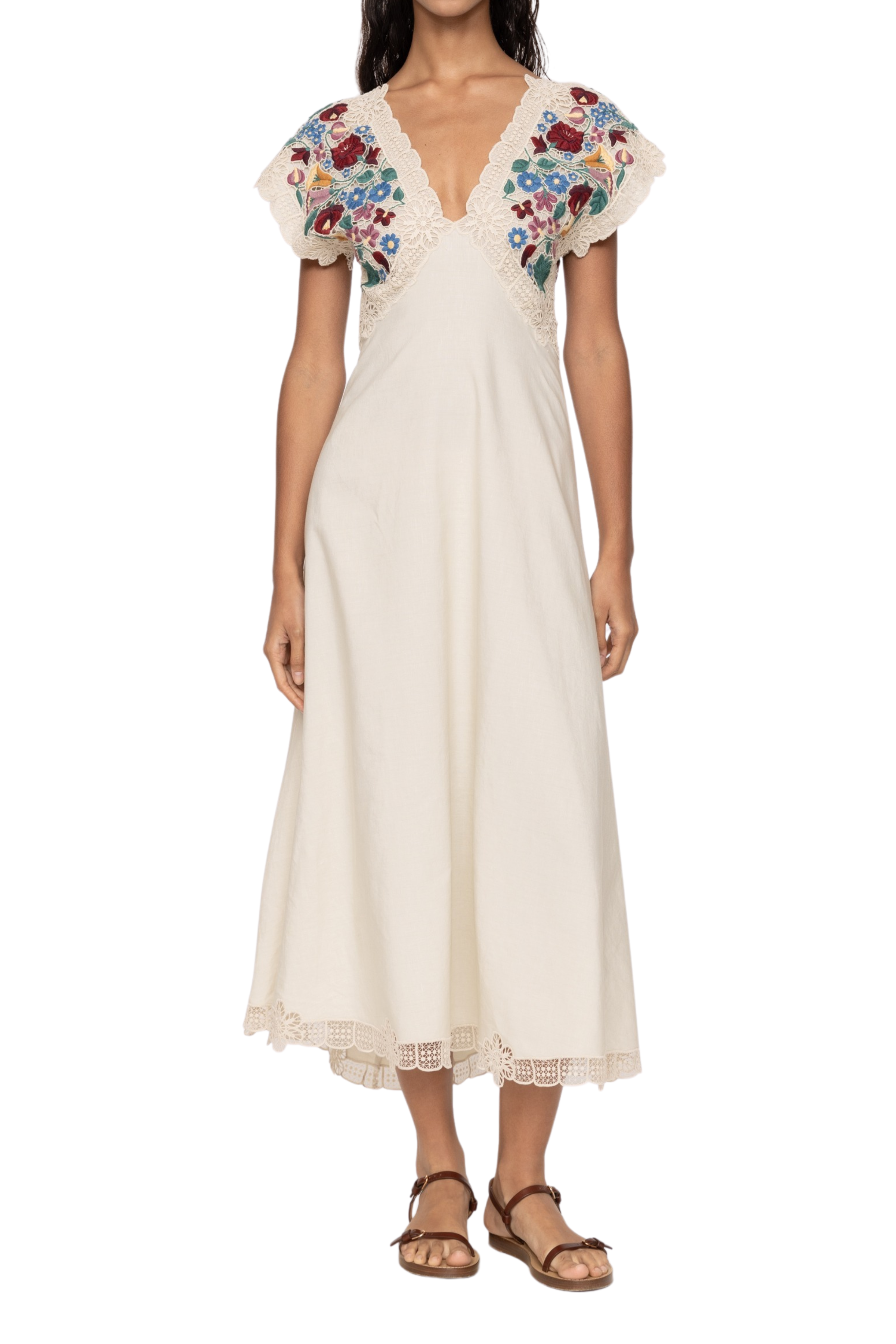 SEA Katharine Embroidery V-Neck Dress