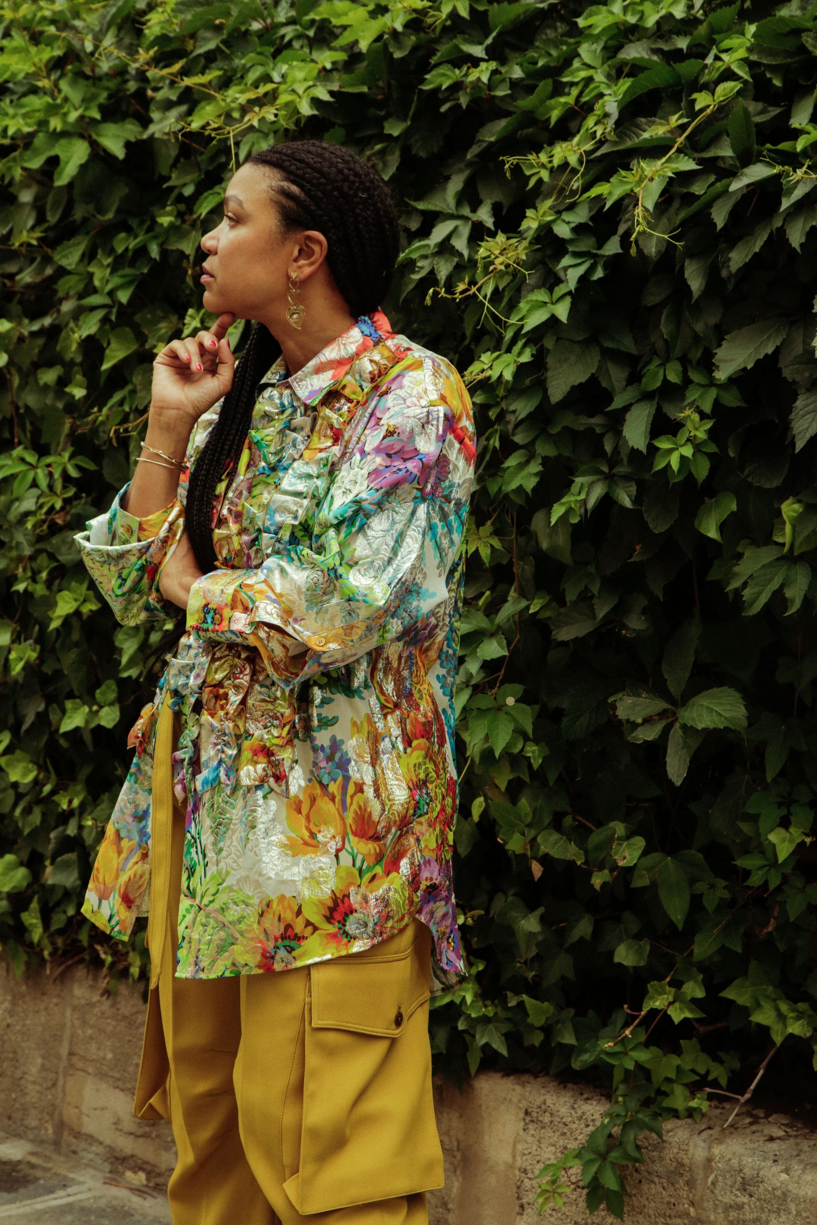 CHRISTOPHER JOHN ROGERS Country Floral Fil Coupé Oversized Ruffle Shirt