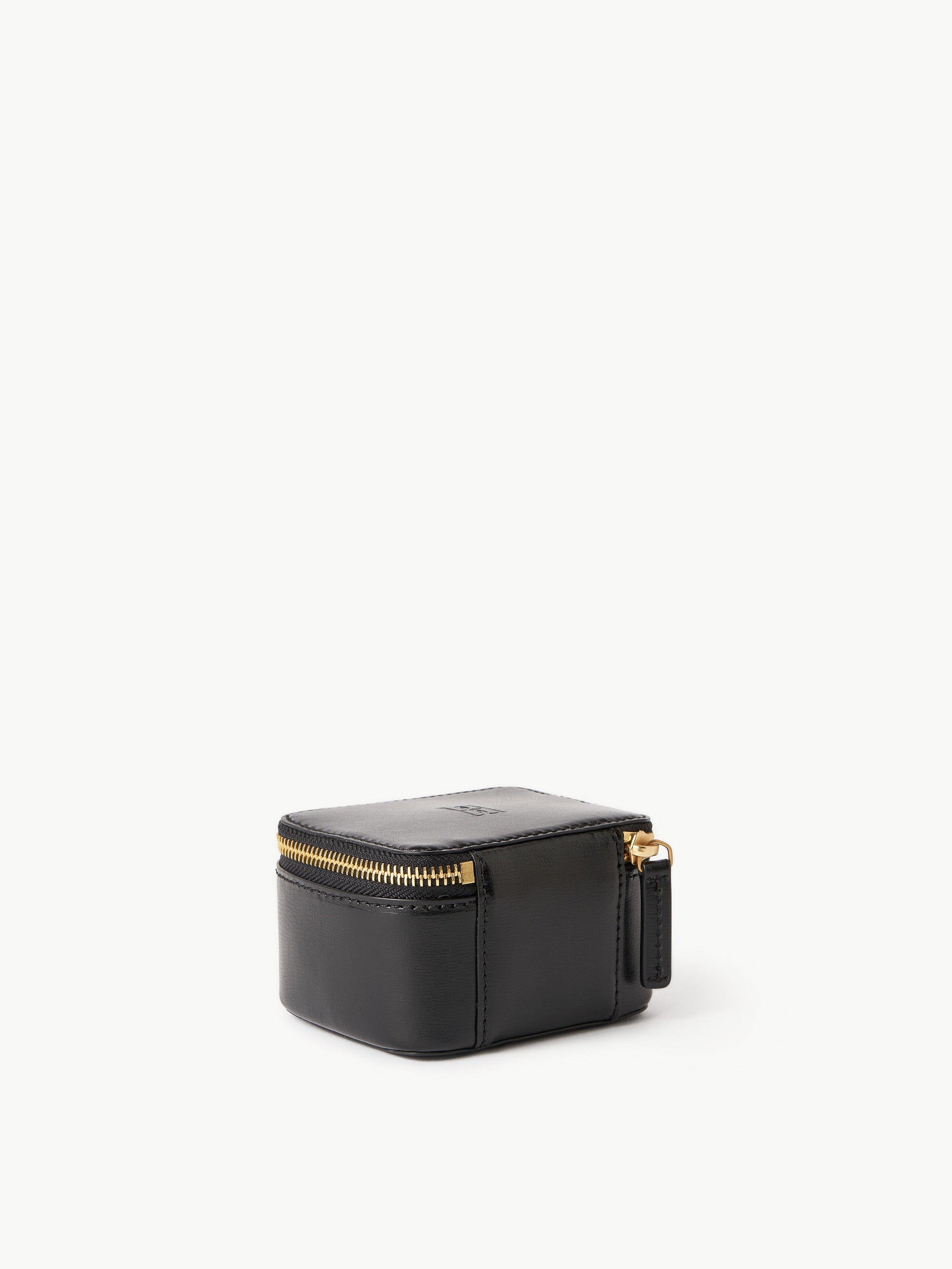 Aya Small Black Leather Jewelry Case