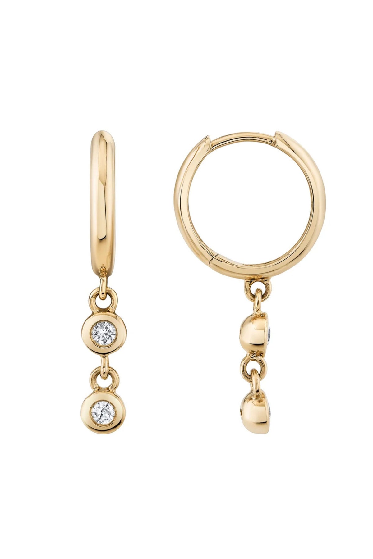 Double Diamond Raindrop Huggie