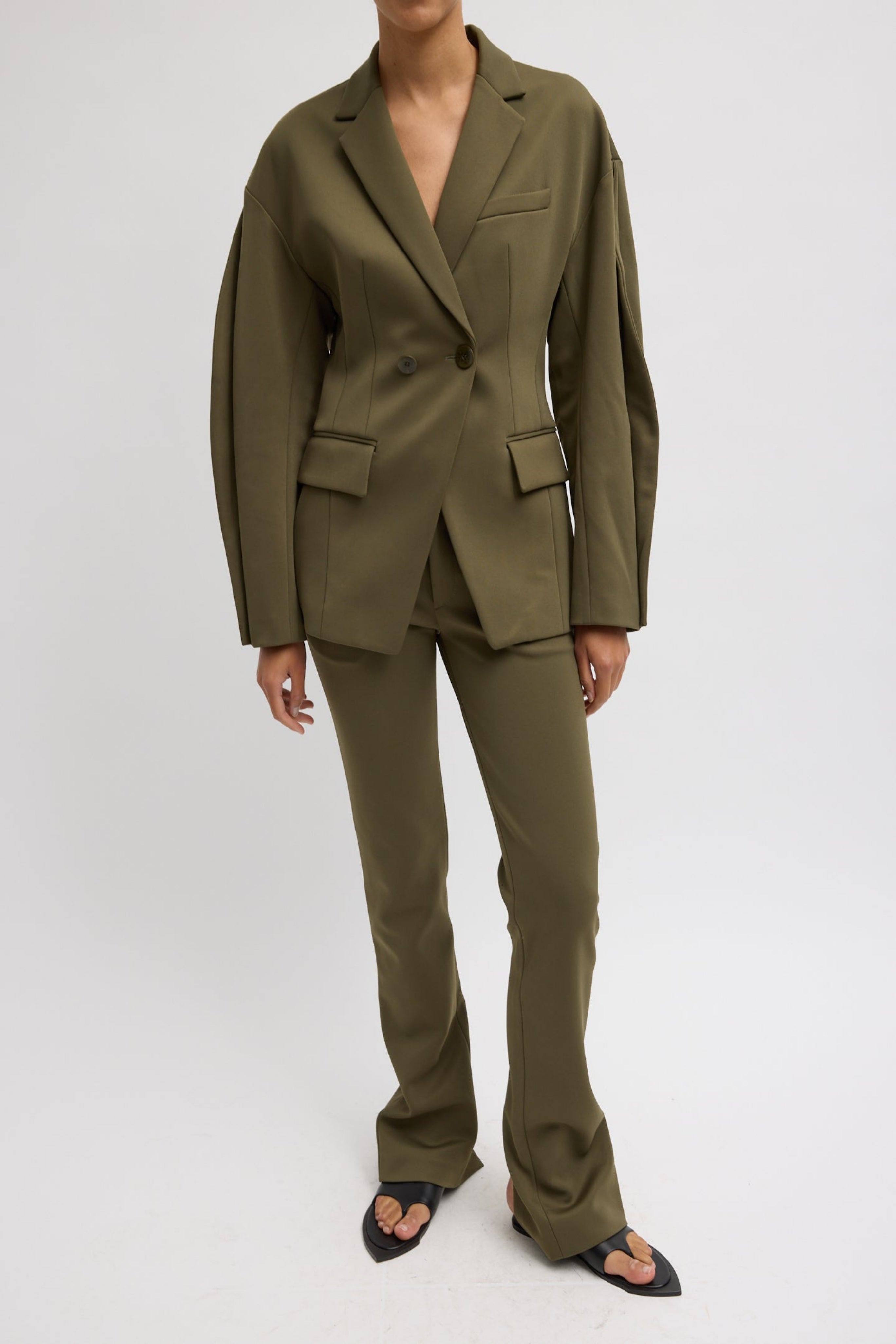 SPRING BONDED TWILL SCULPTED BLAZER