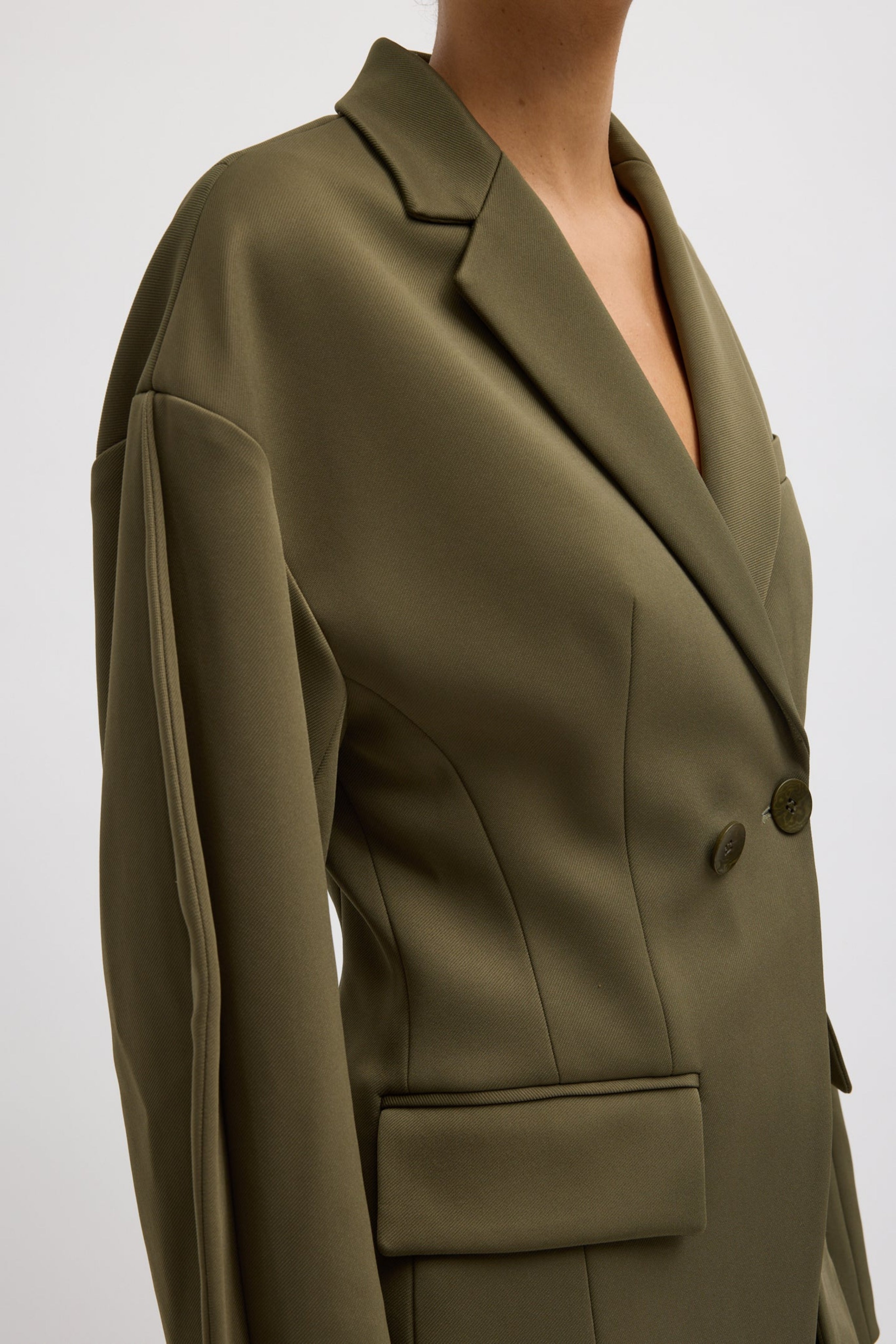 SPRING BONDED TWILL SCULPTED BLAZER