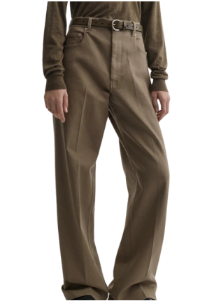 Back Zips Denim Trousers in Warm Khaki