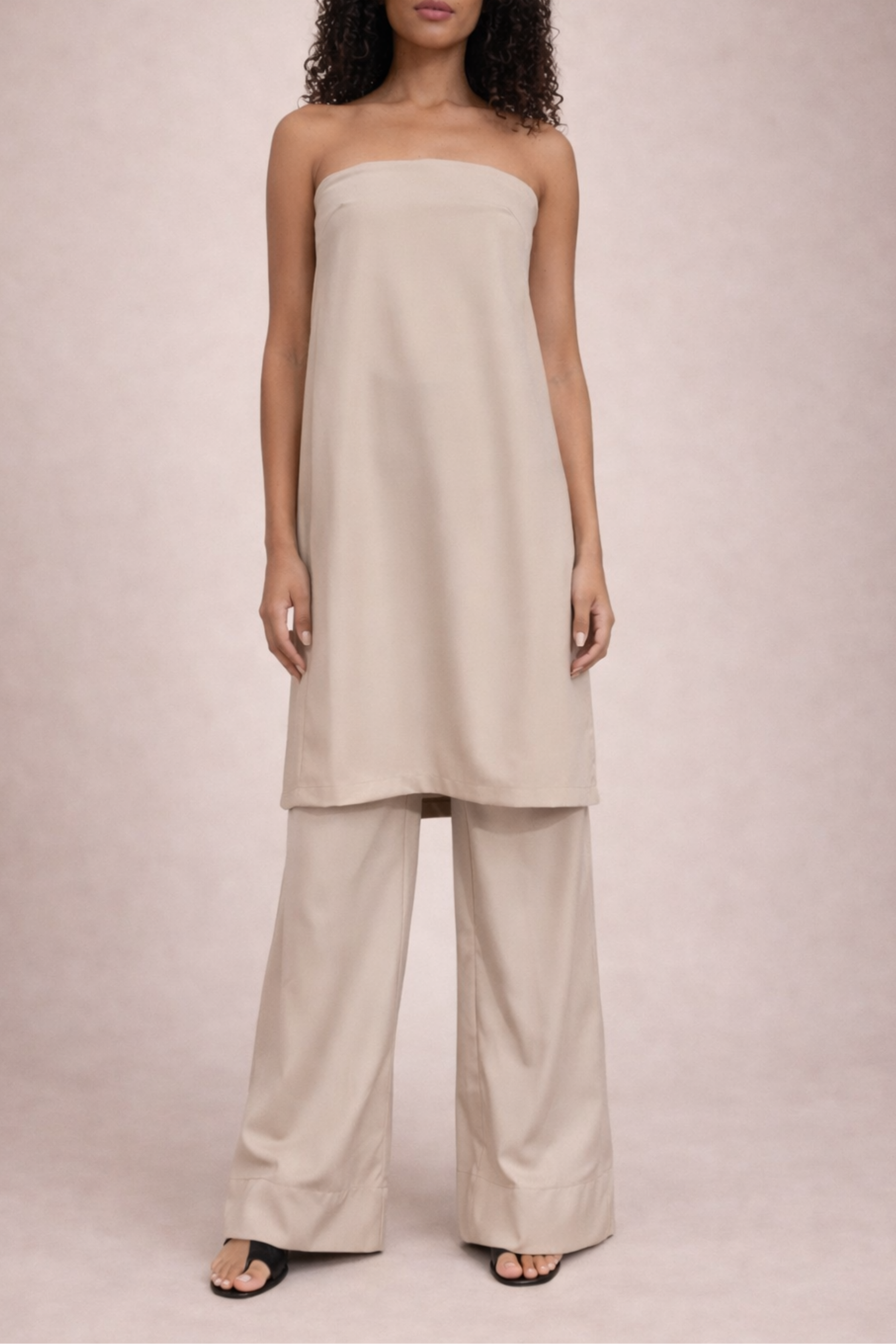 Summer Wool Flare Trouser in Sand