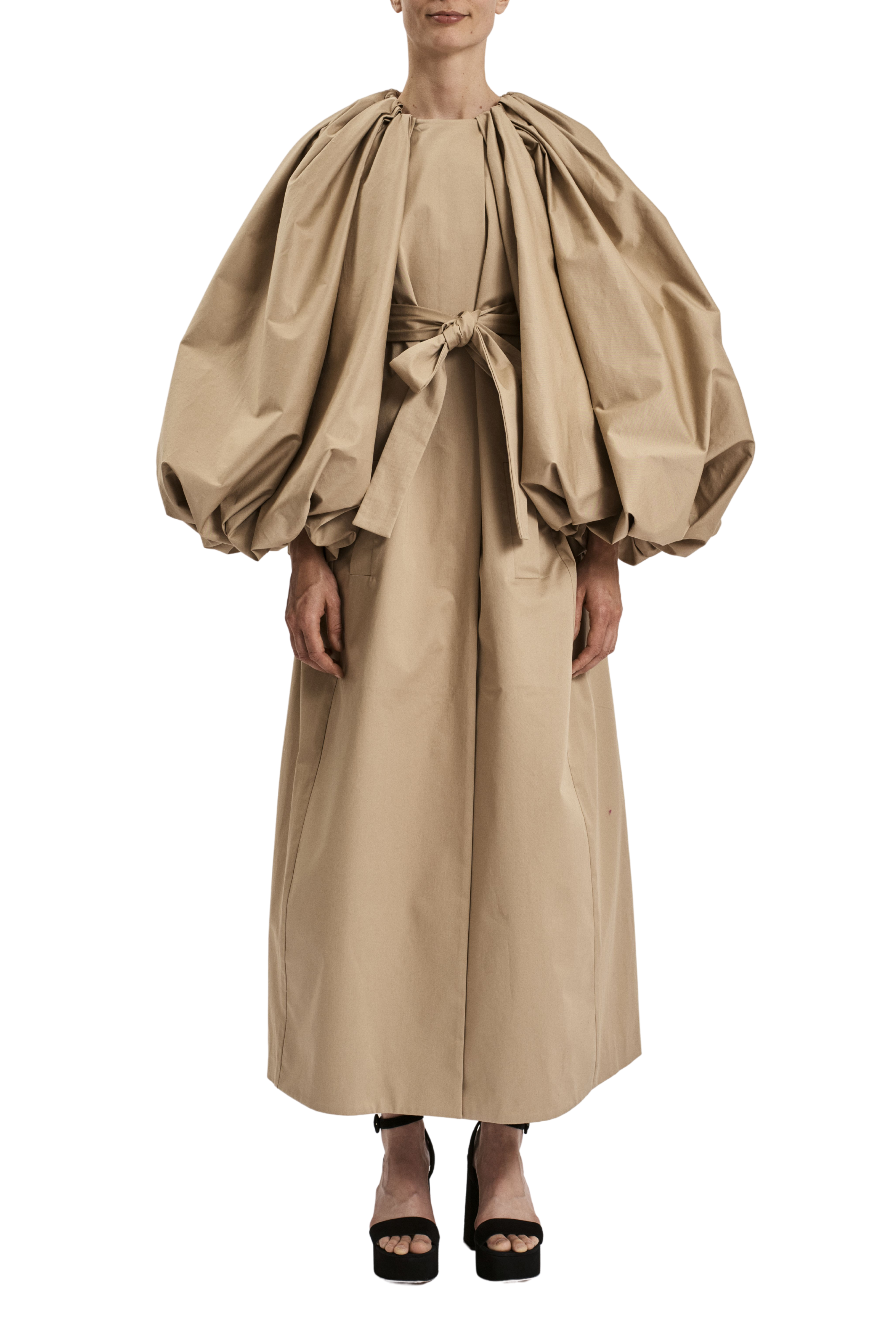 Khaki cape coat dress