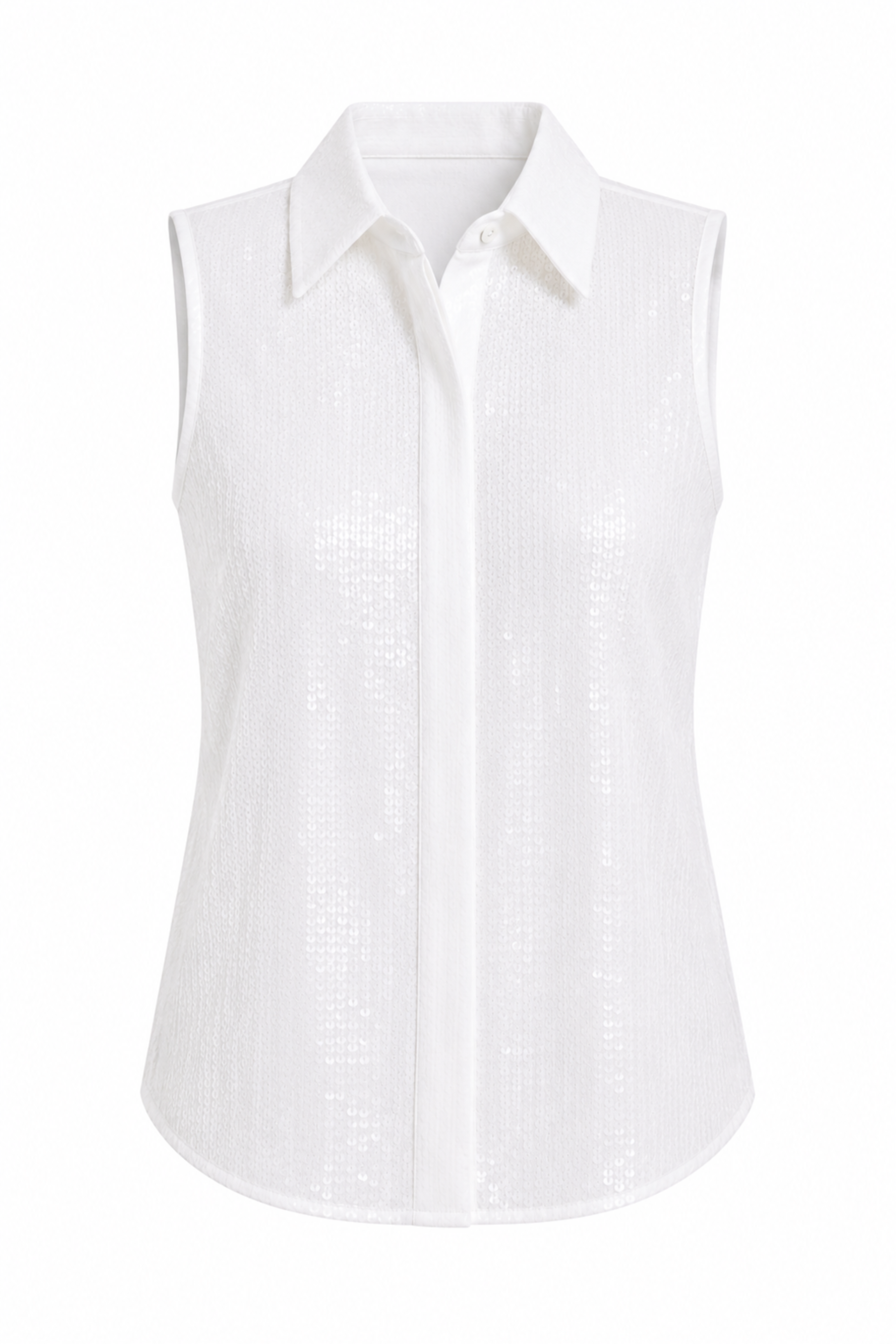 Sequin Sleeveless Hansen Button Front Shirt