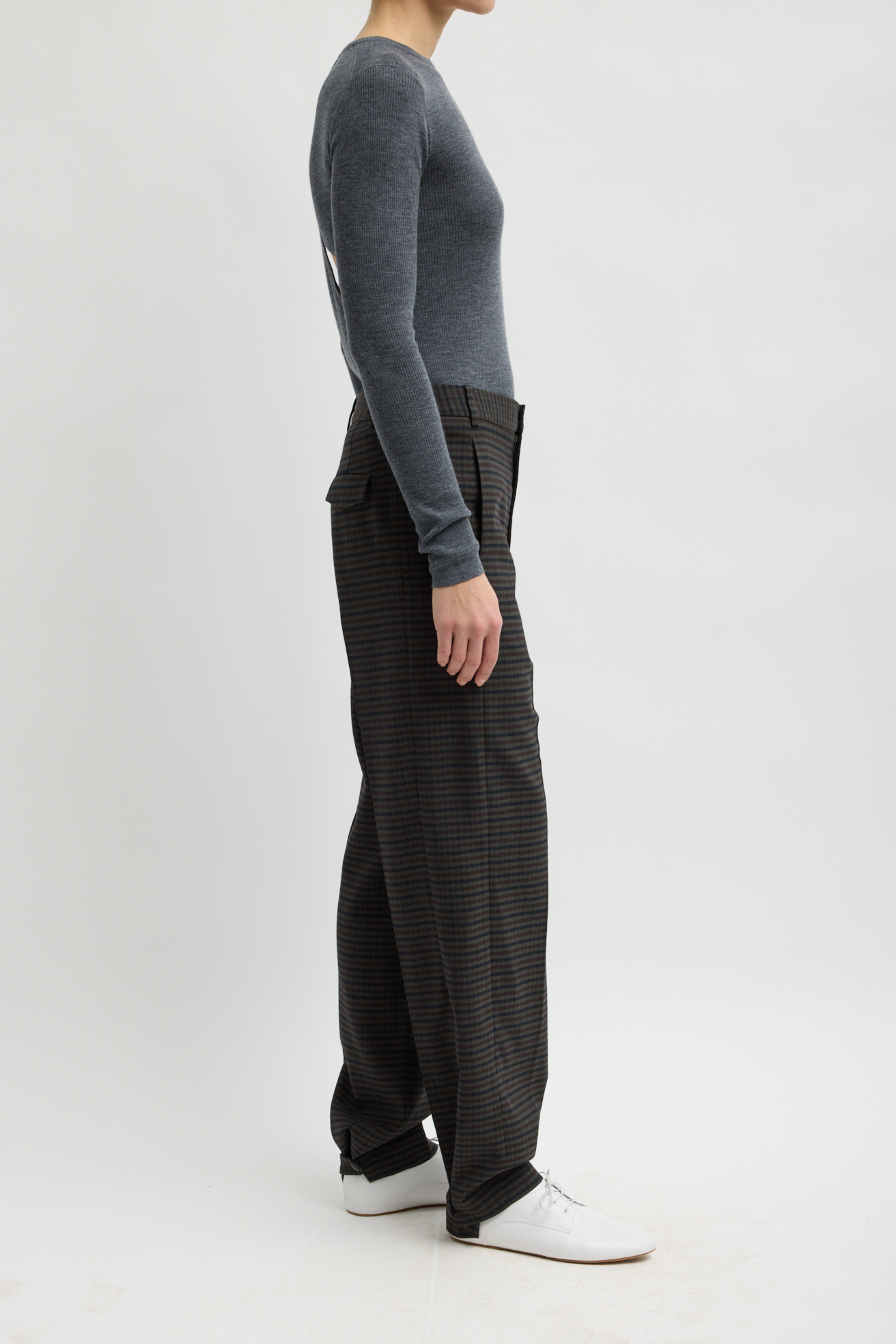 Feather Weight Ribbed Sweater Crewneck Pullover - Charcoal Grey