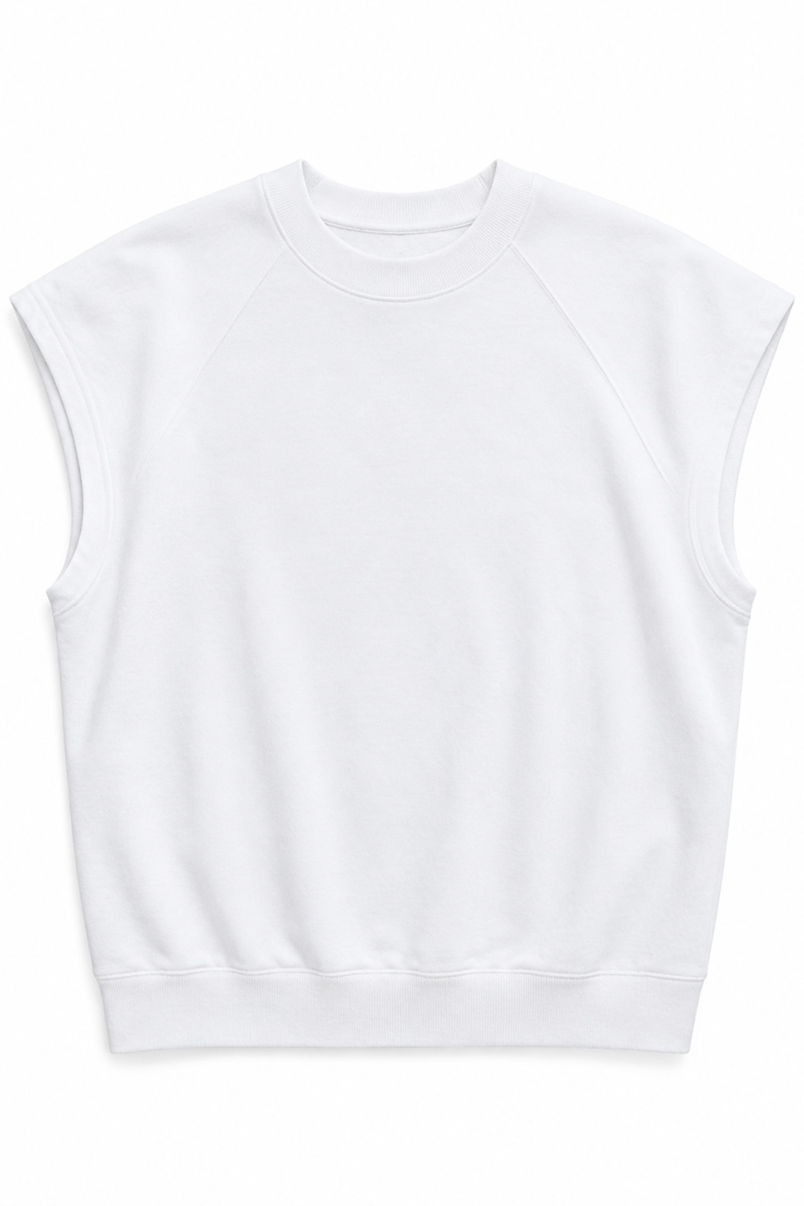 Light Weight Sweatshirting Sleeveless Easy Top - White